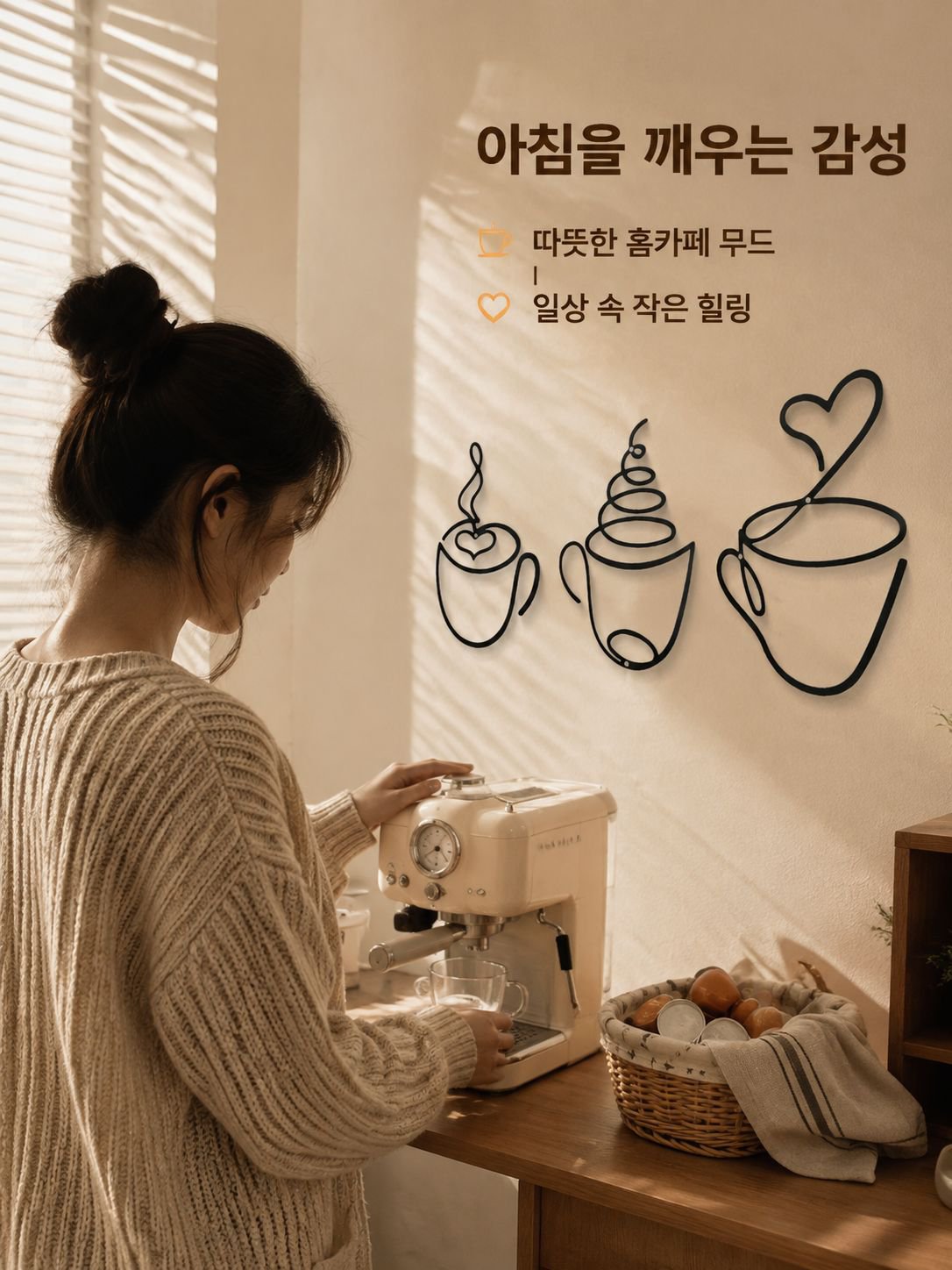 커피 철제 장식품