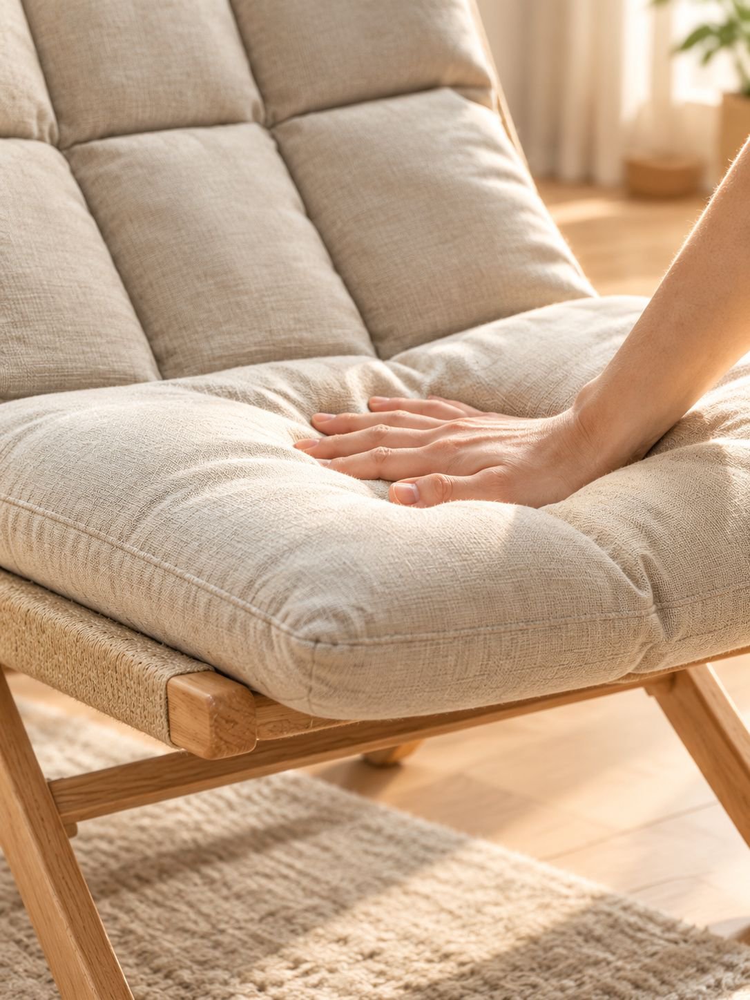 Fauteuil à dossier en chêne rouge massif, utilisable en hiver et en été