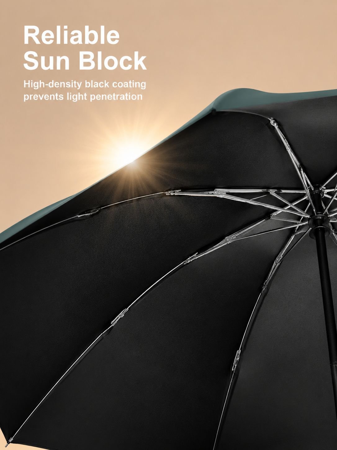 Automatic umbrella featuring black glue sun protection fabric