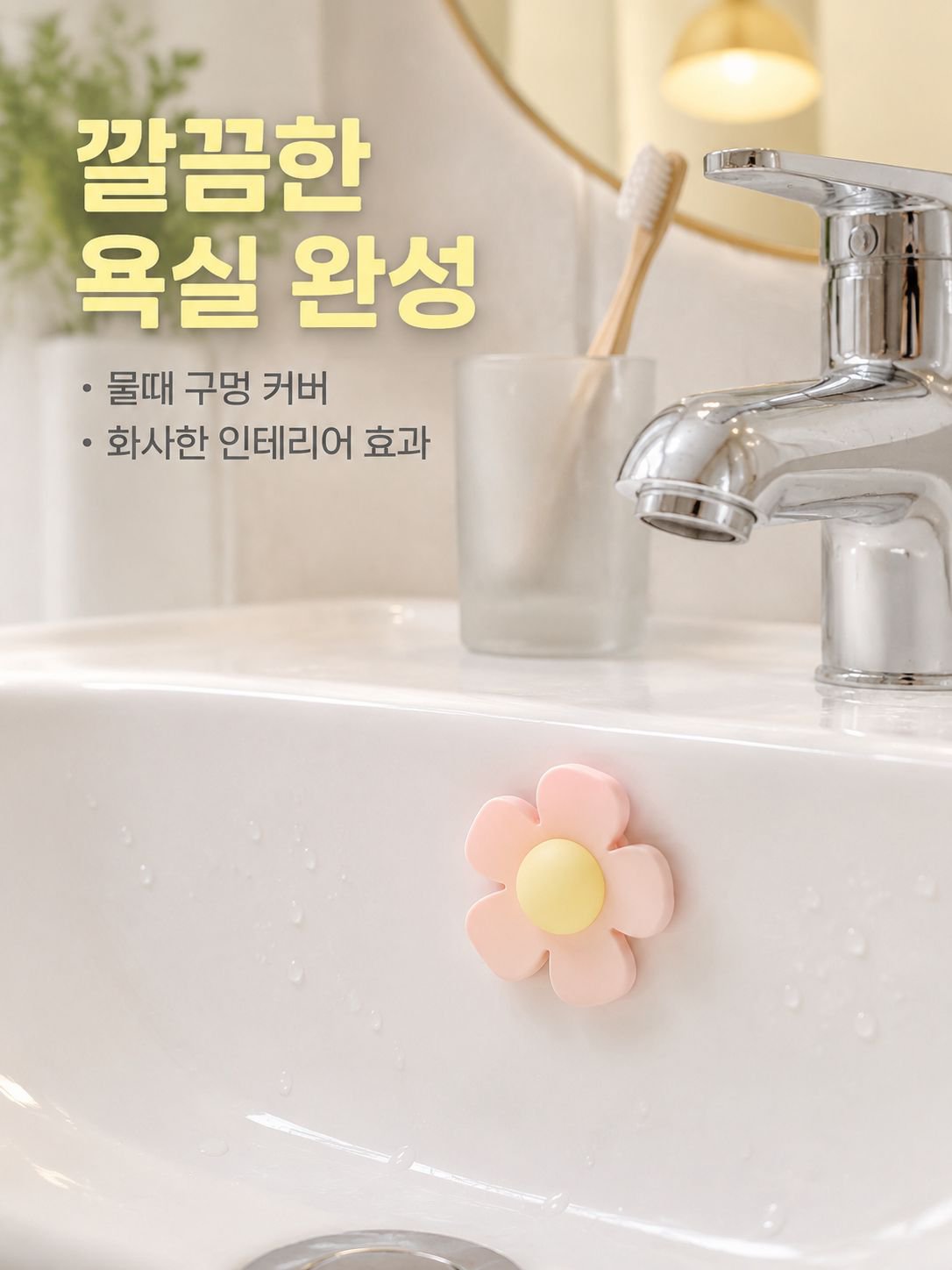 작은 꽃 세면대 오버플로우 구멍 마개
