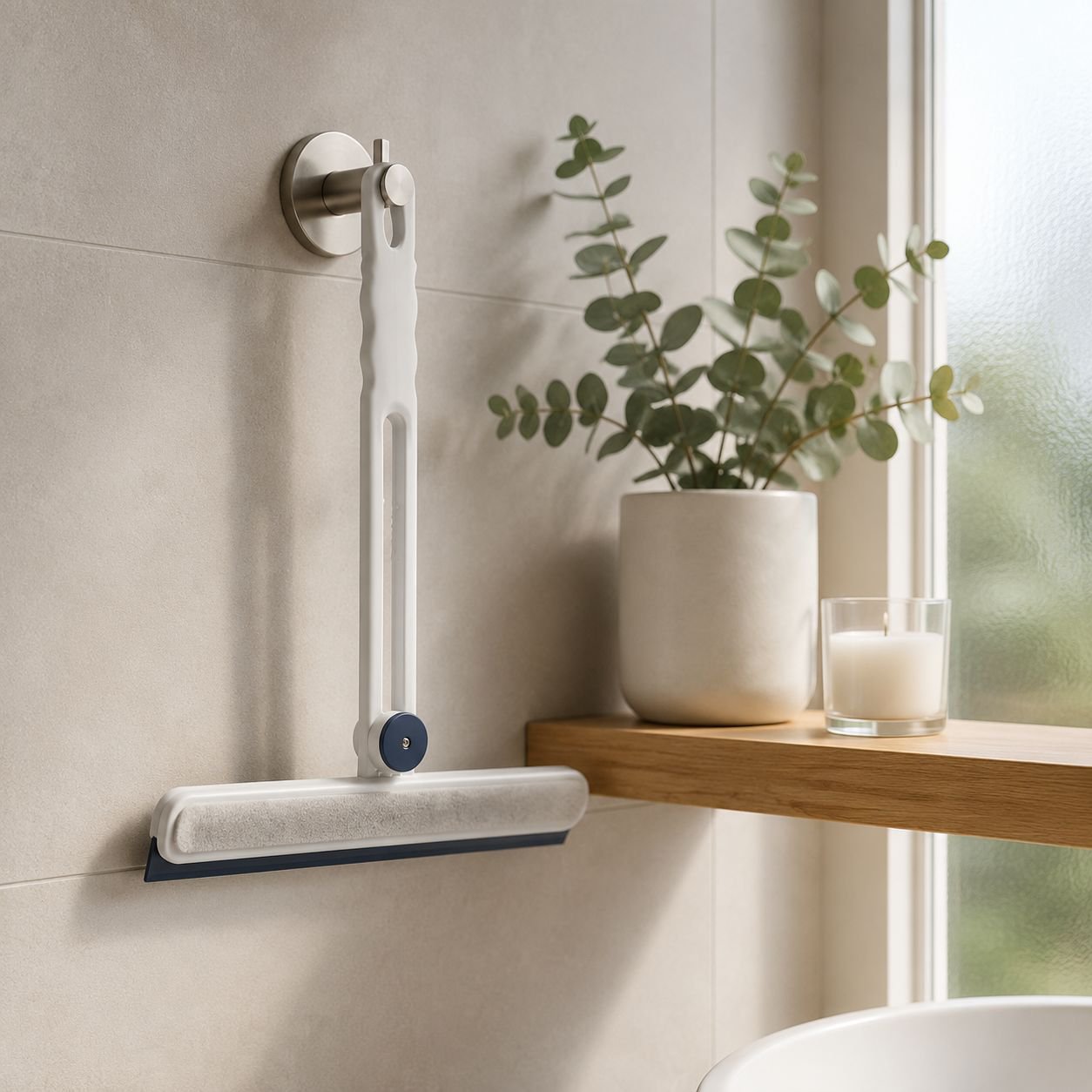 Double-sided glass cleaner for windows in use