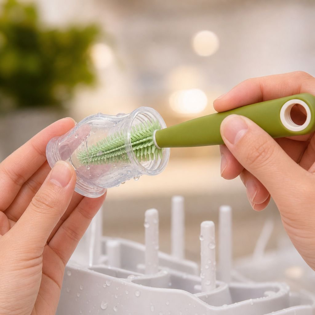 2-in-1 Baby Bottle and Nipple Cleaning Brush Set for Travel