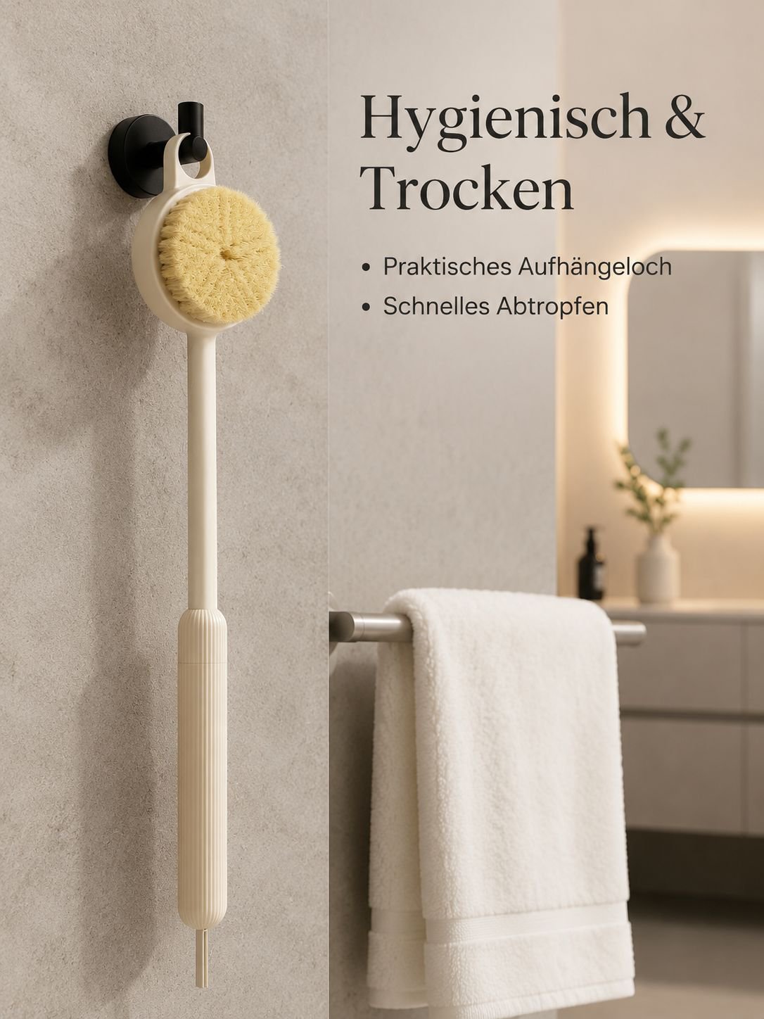Entfernung abgestorbener Hautzellen mit Duschbürste