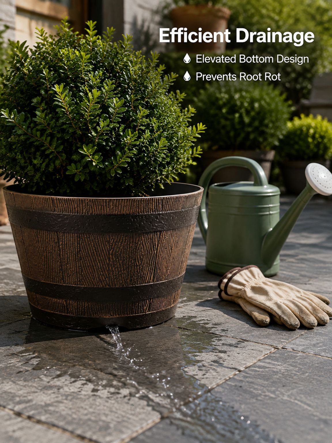 Thickened Wooden Barrel Planter
