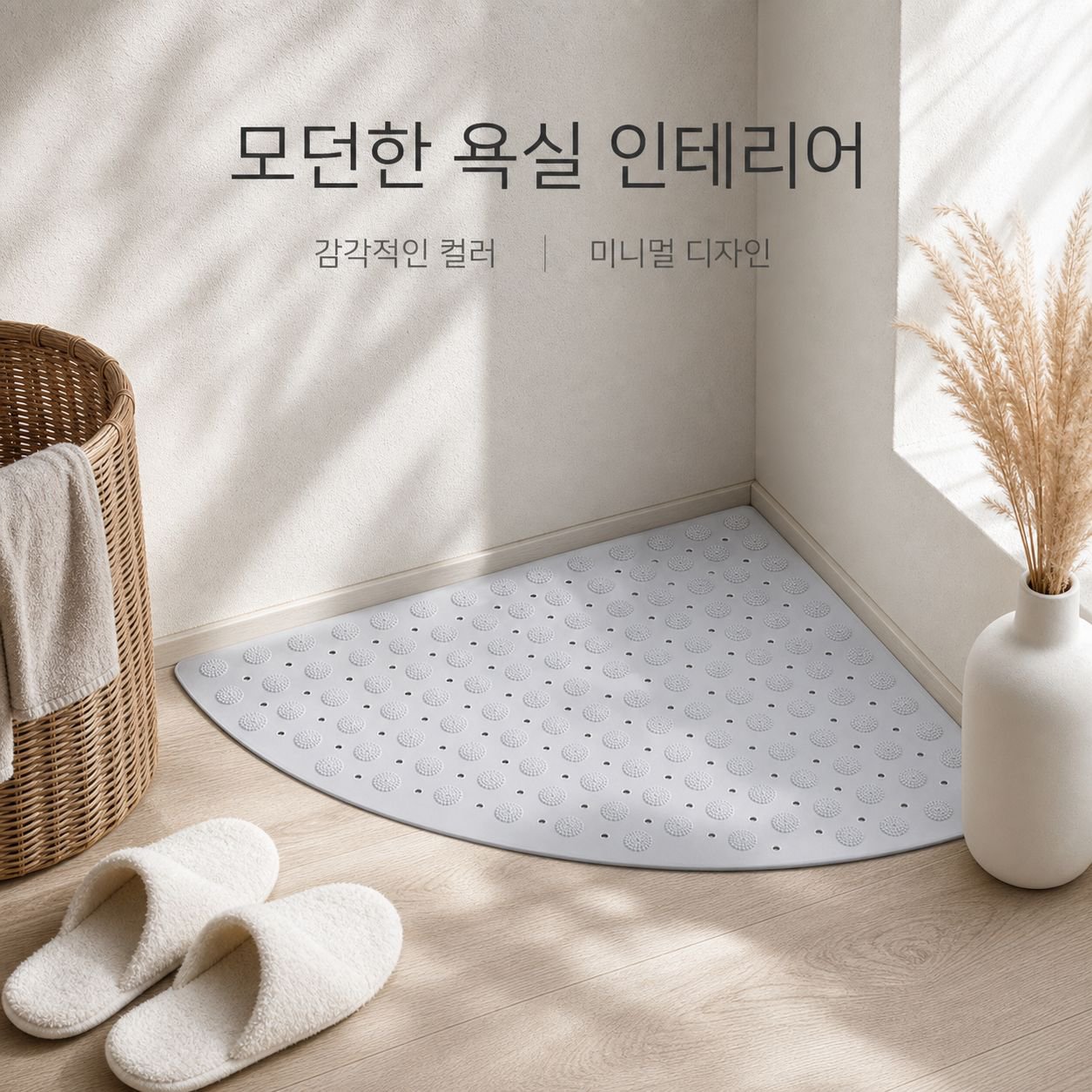 샤워룸 마사지 미끄럼 방지 심플 순색 욕실 발판
