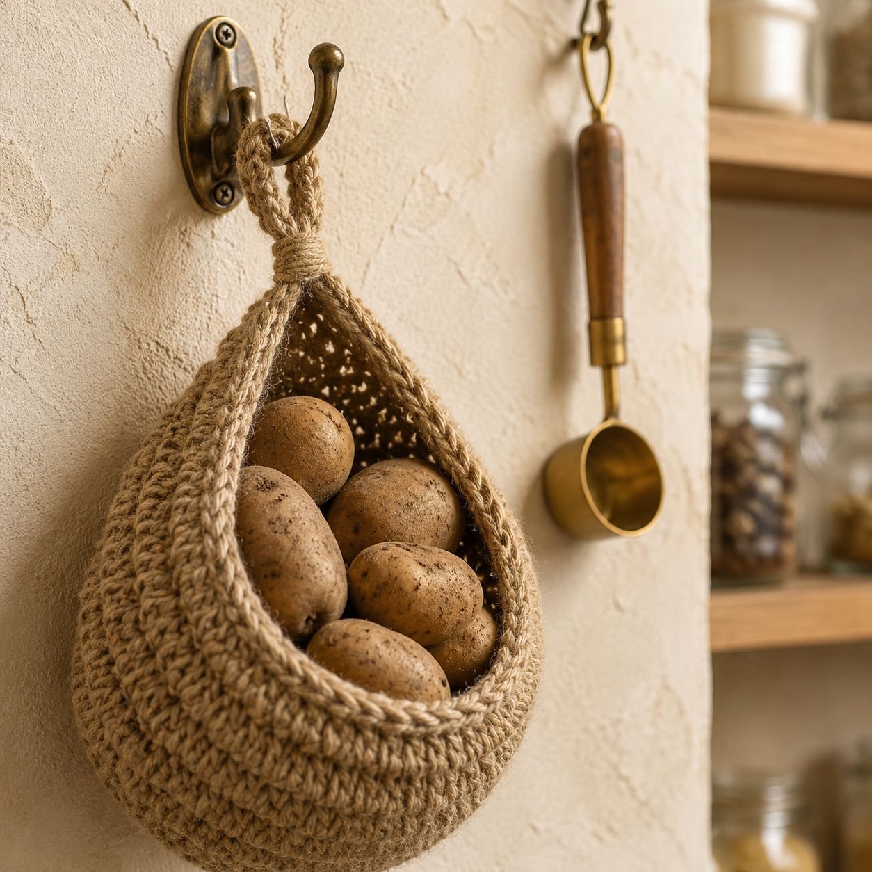 Multipurpose natural cotton storage bag in kitchen