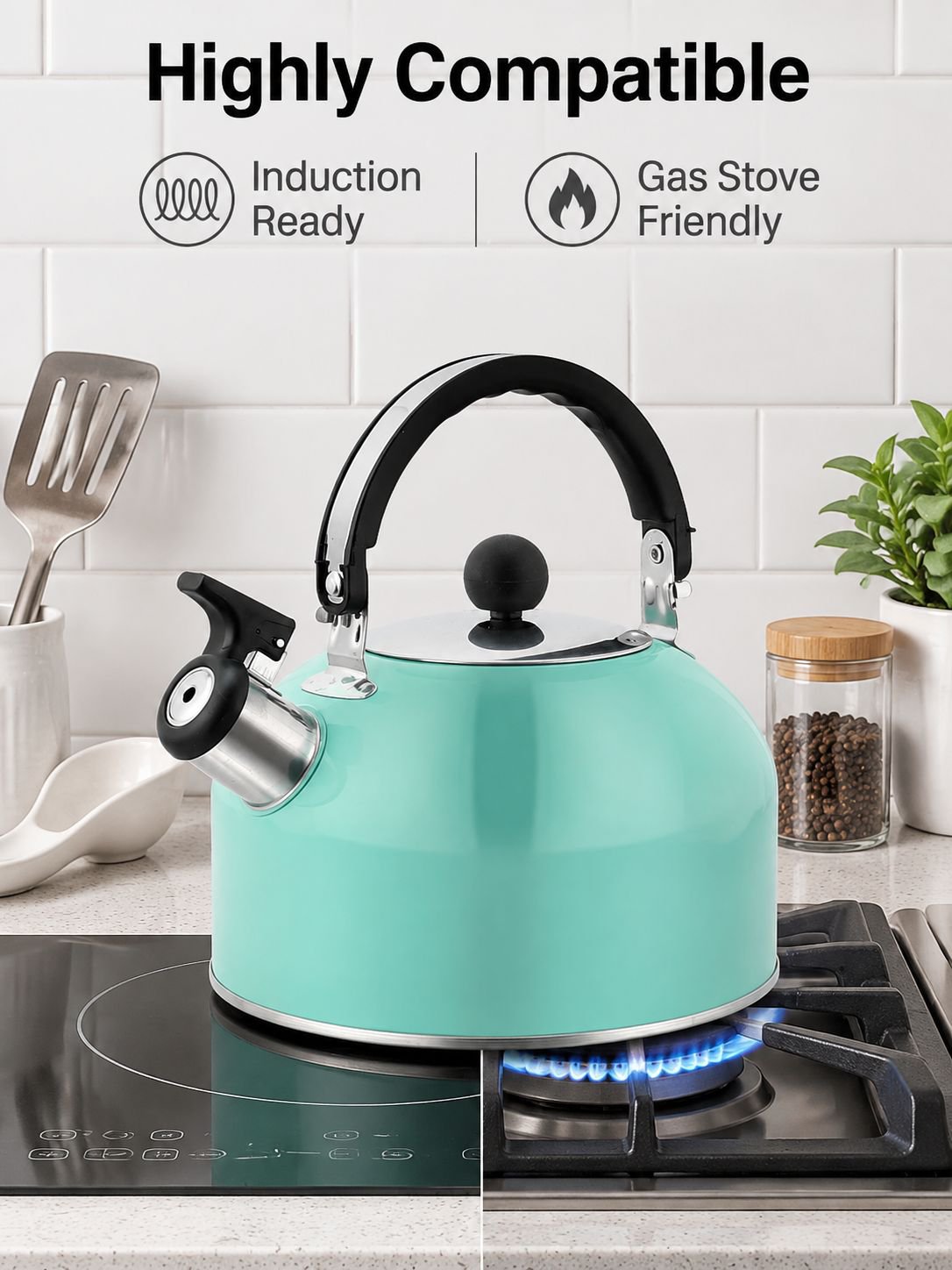 Flat-bottomed stainless steel kettle