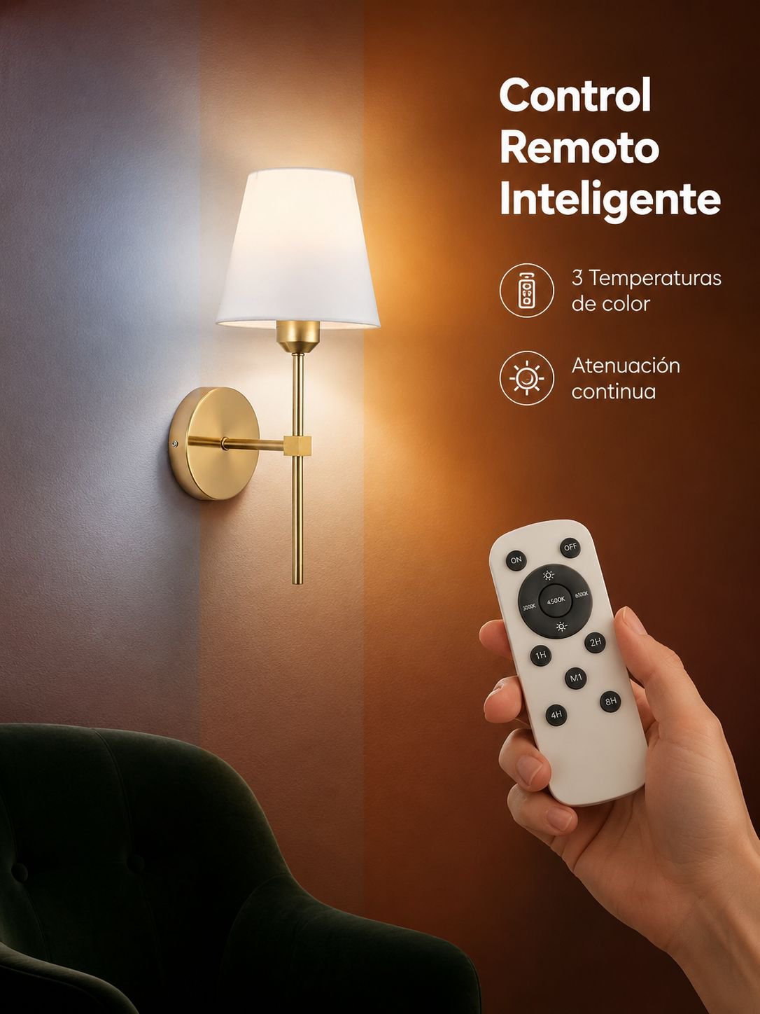 Aplique de pared moderno de lujo ligero con mando a distancia