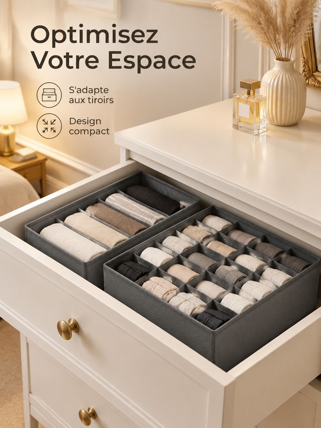 Boîte de rangement compartimentée pour sous-vêtements