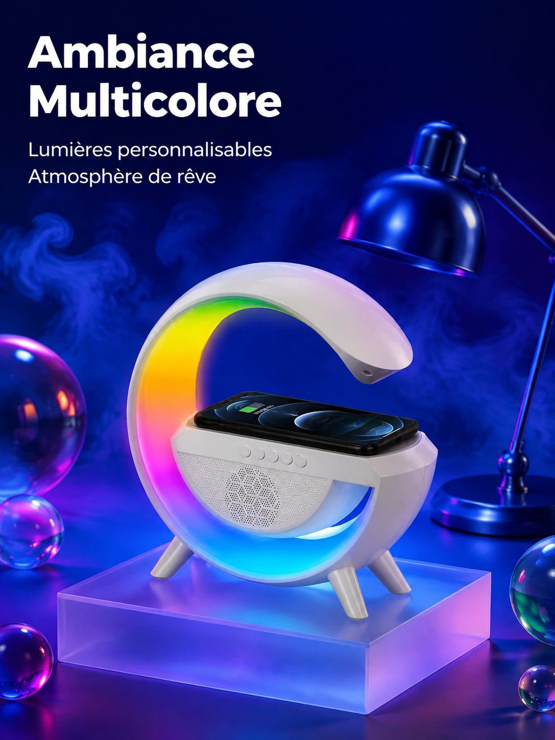 Enceinte Bluetooth avec veilleuse d’ambiance sans fil