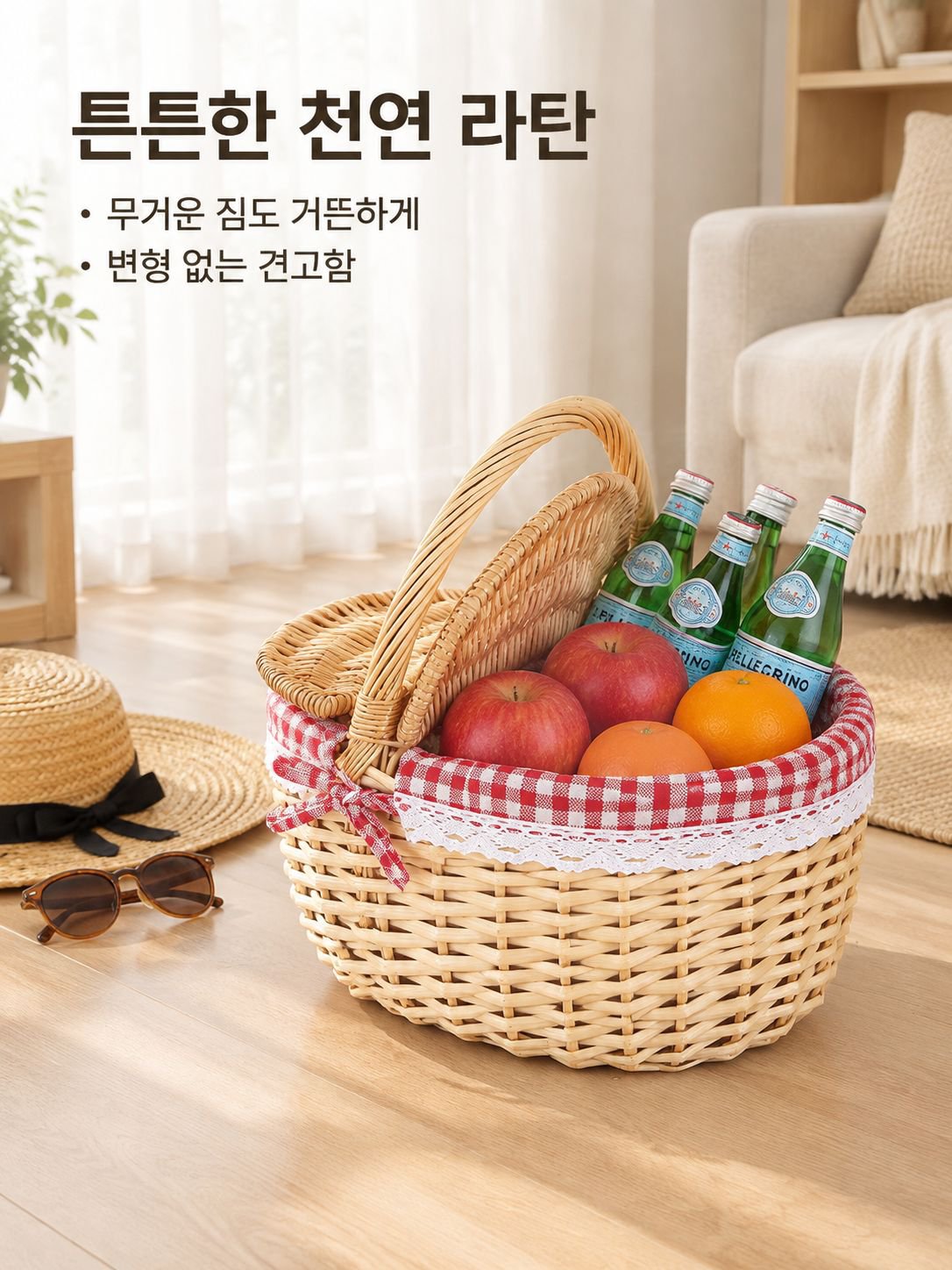 엮어 만든 피크닉 바구니