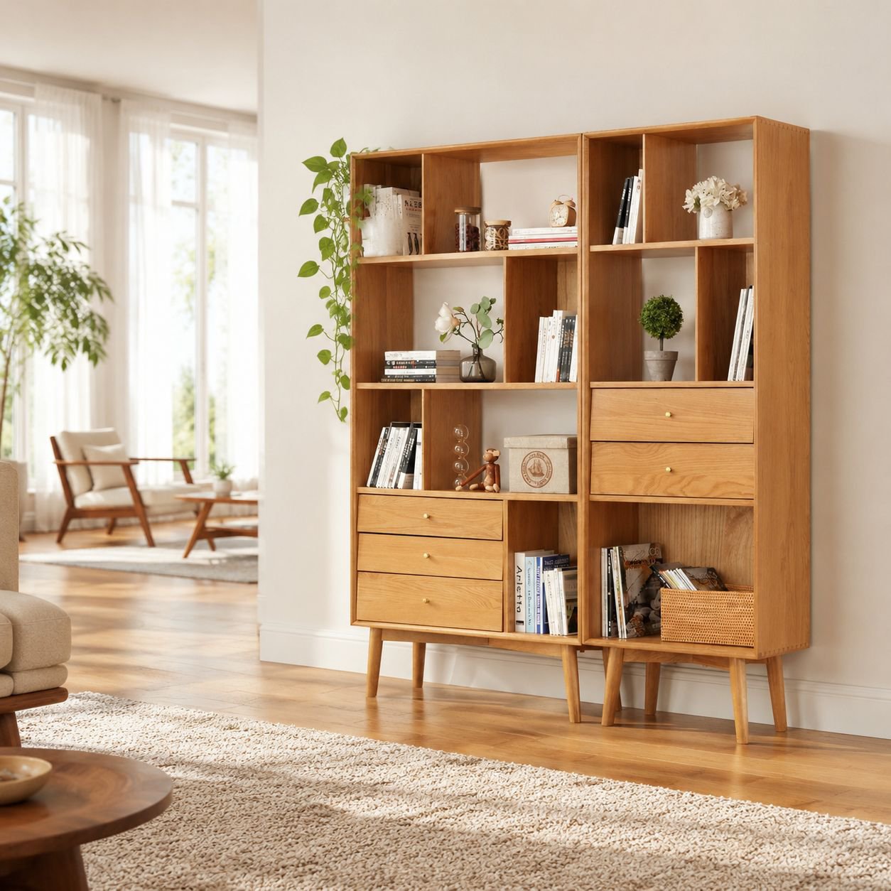 Modern Solid Wood Storage Cabinet Kitchen Shelf (Vietnam Made, Fast Delivery)