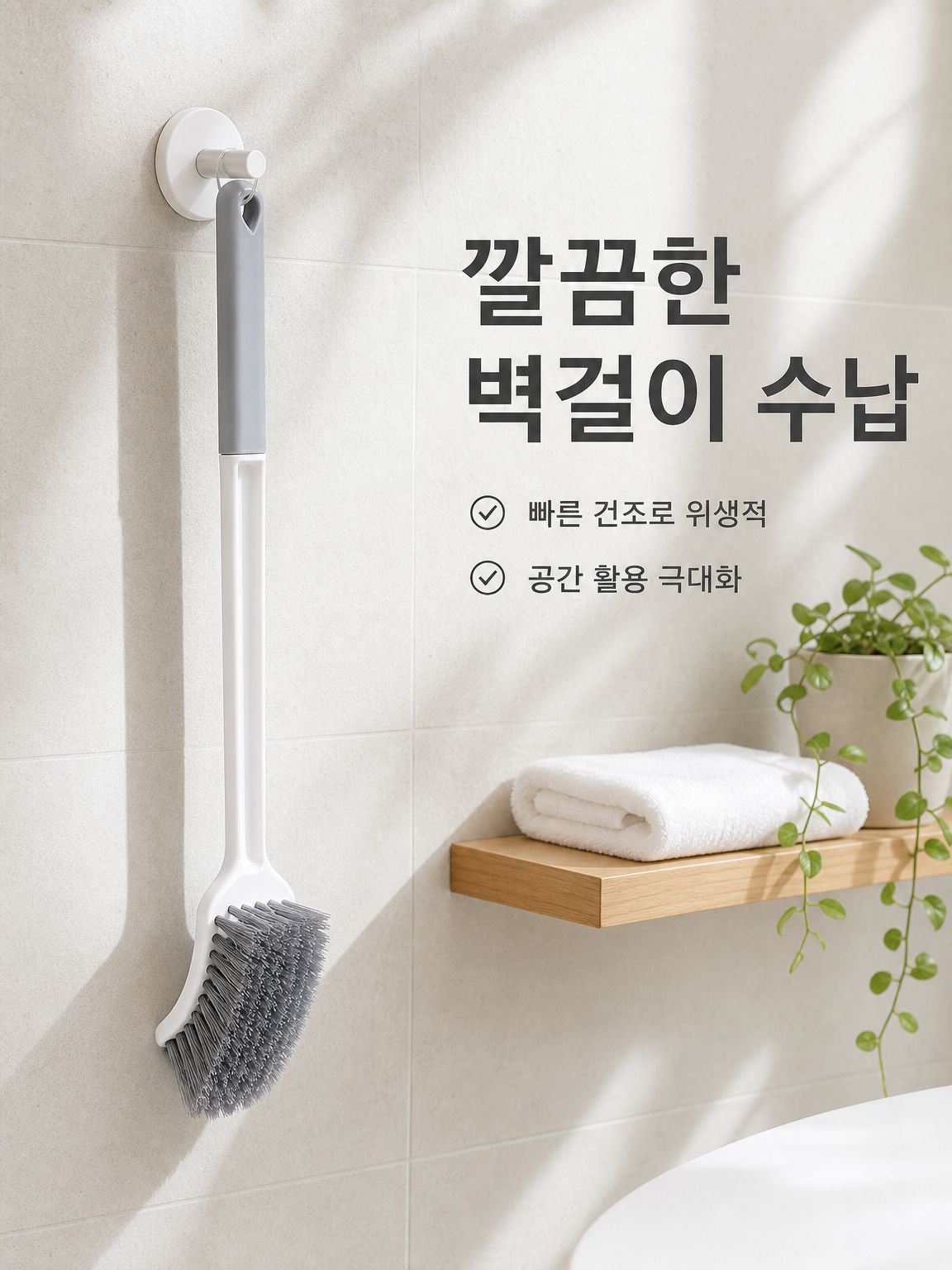 스쿼트 전용 롱핸들 변기솔 화장실 청소 브러시