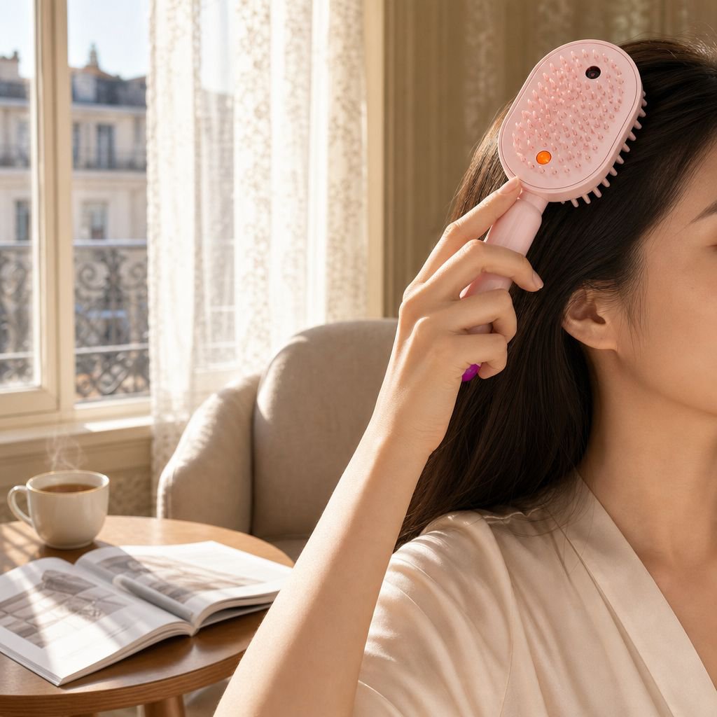 Accessoire de massage du cuir chevelu innovant avec huiles essentielles