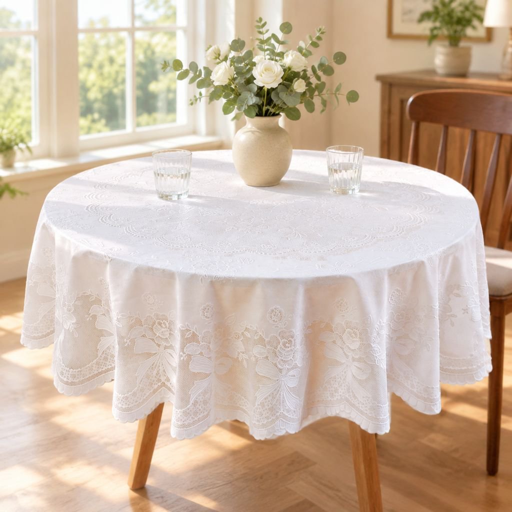 Modern Style Waterproof Dustproof Round Dining Tablecloth