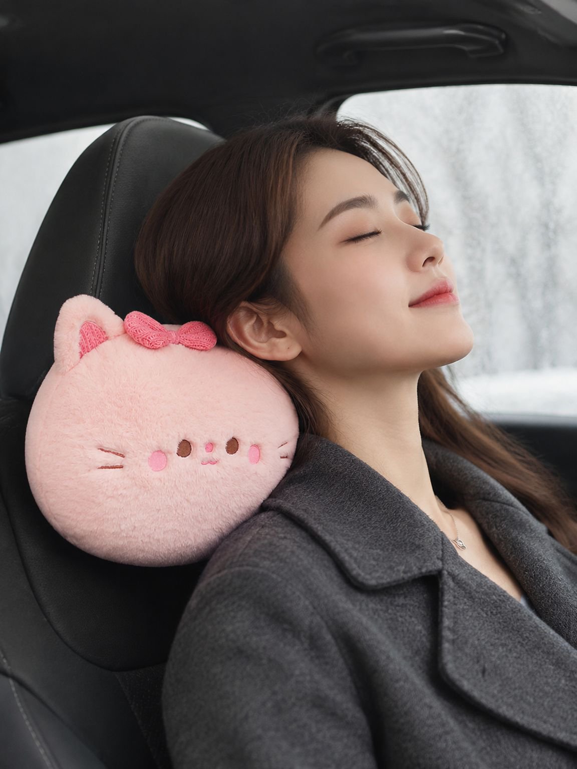Cute plush cushion set for car seat