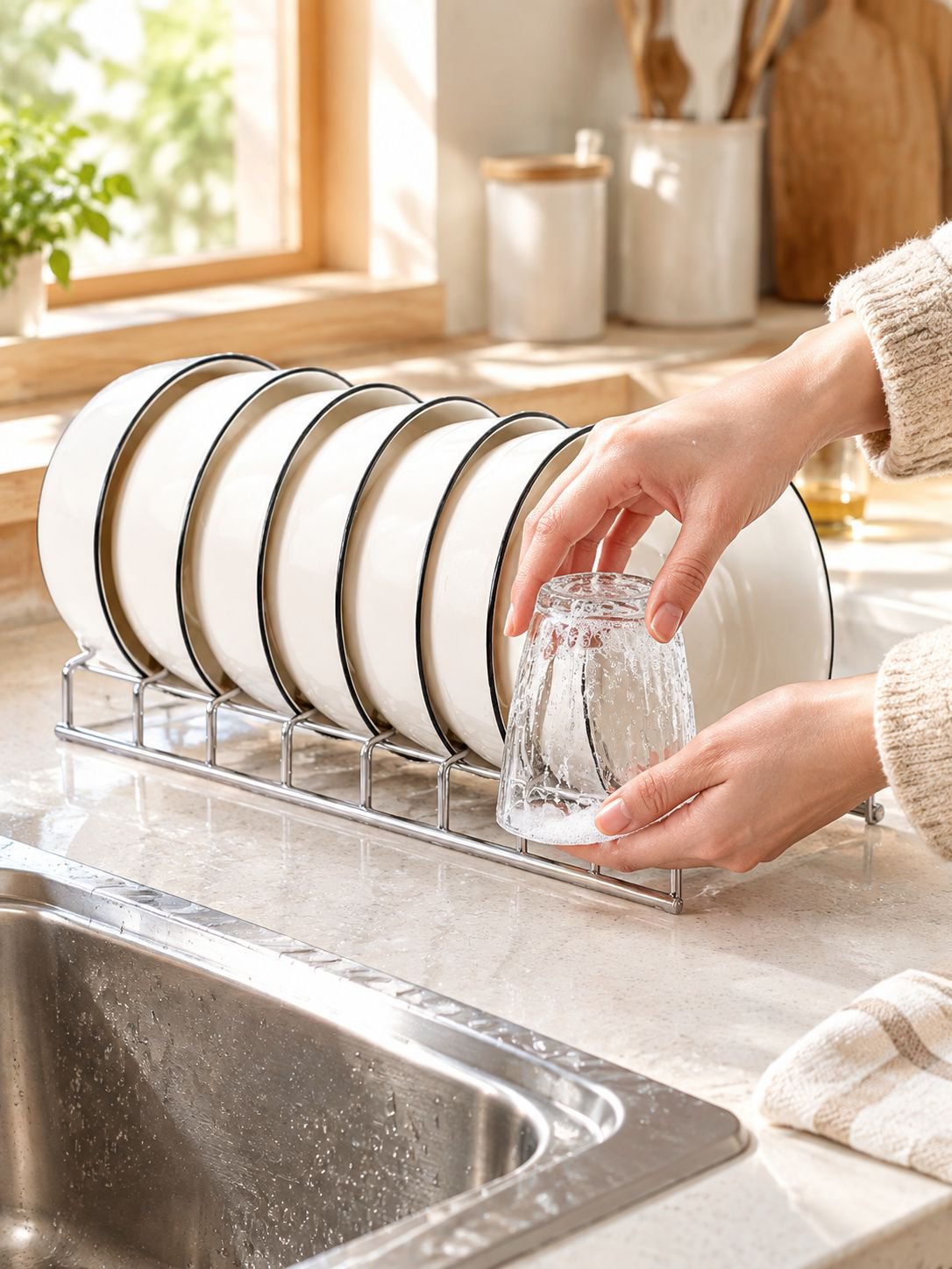Escurridor de platos resistente y fácil de limpiar