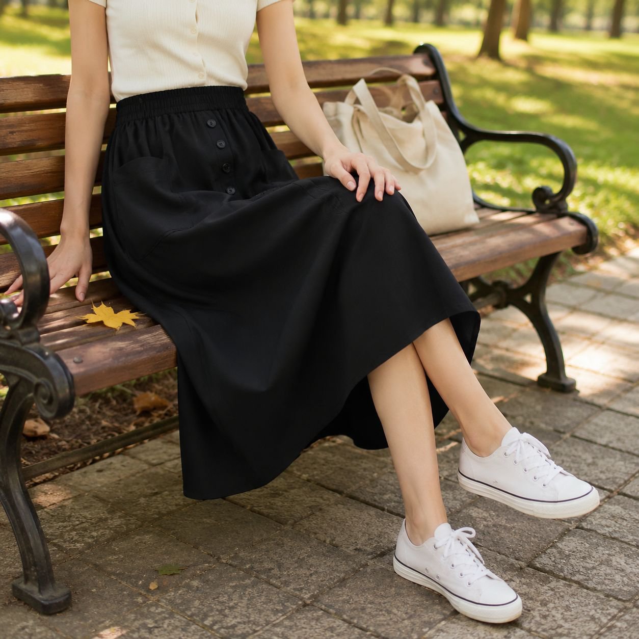Falda de moda verano 2024 con cintura alta y logo