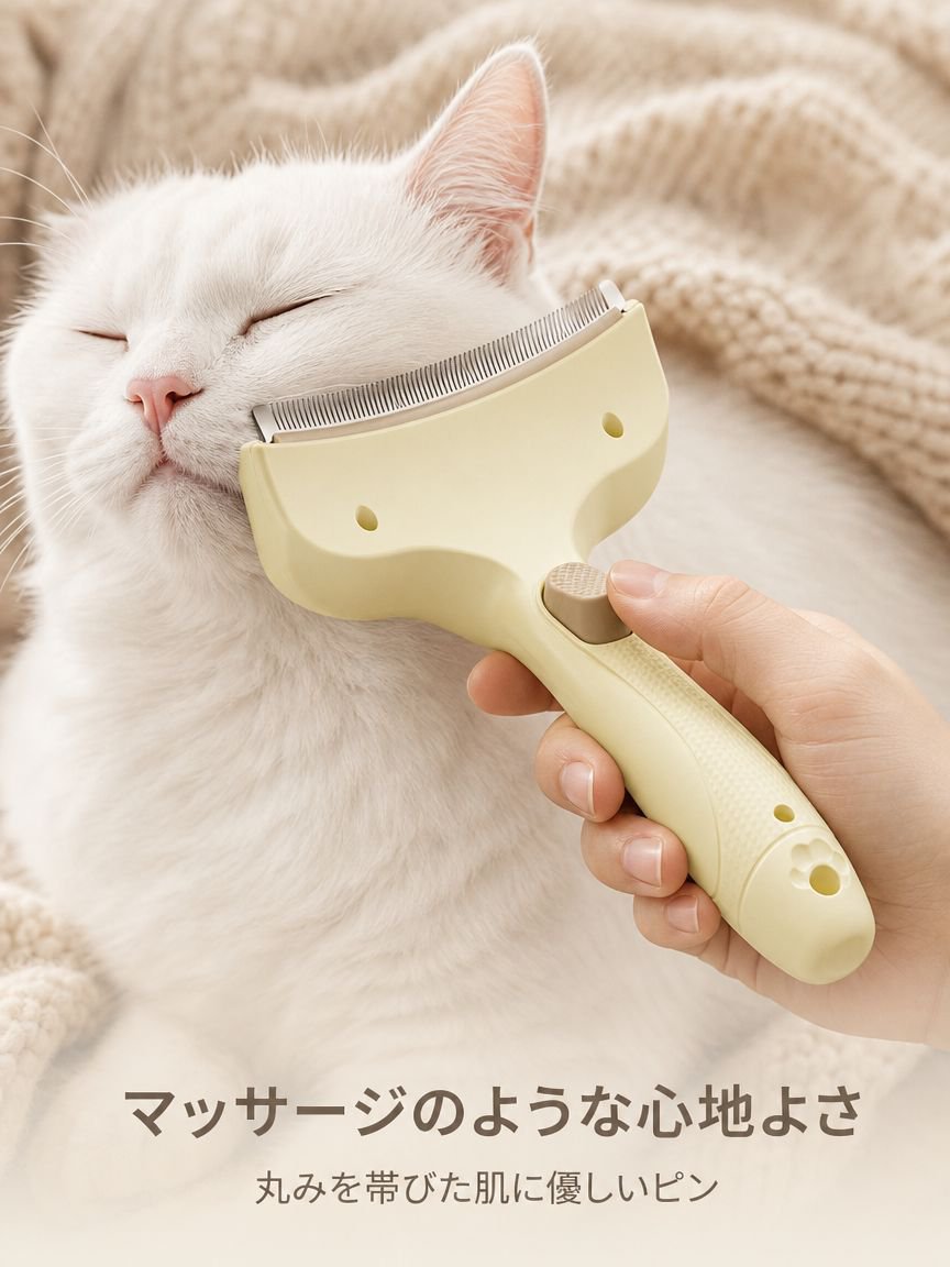 ペット用抜け毛ブラシ 犬猫兼用 グルーミングコーム