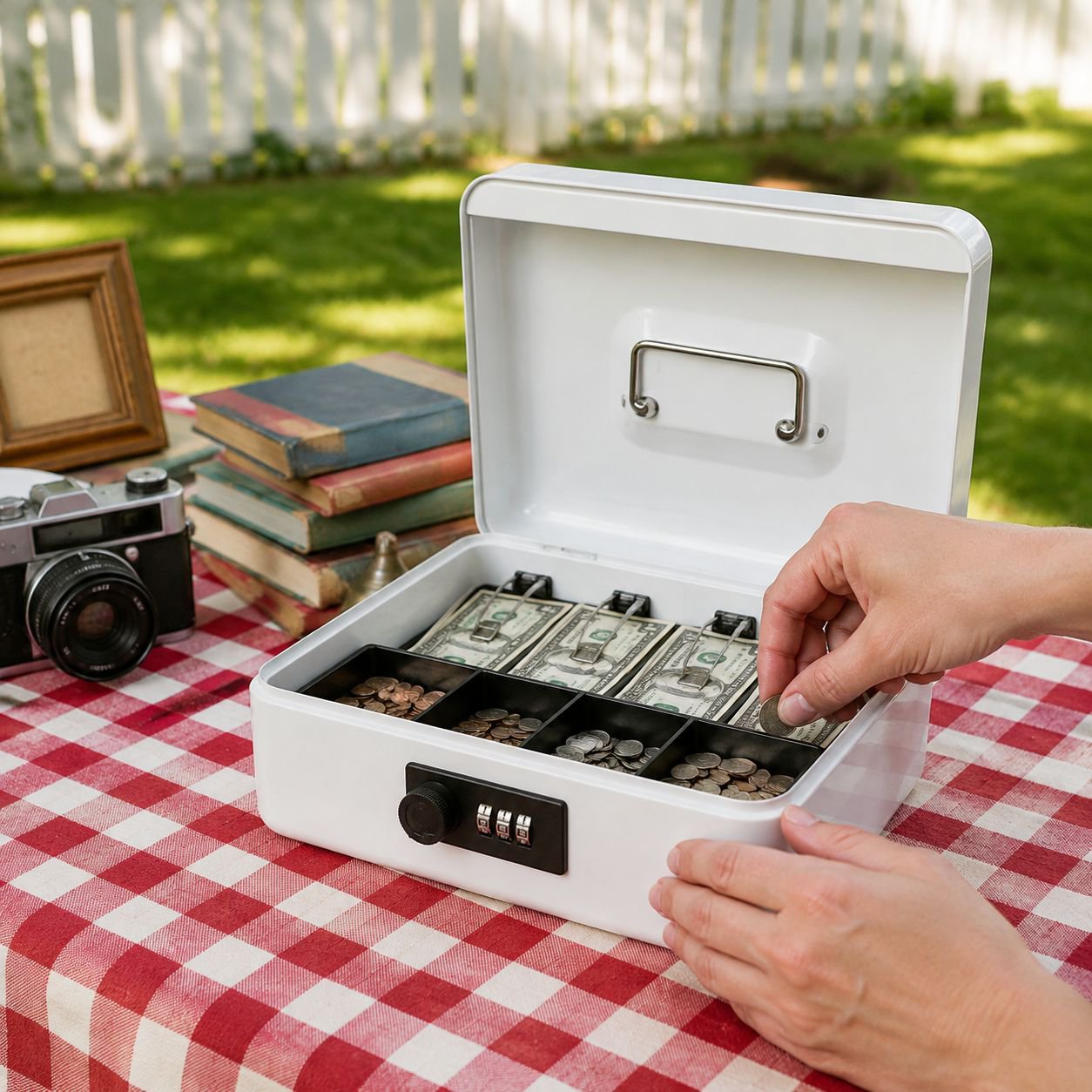Home Multi-compartment Coin Bank with Dial Lock, Safe for Kids and Adults