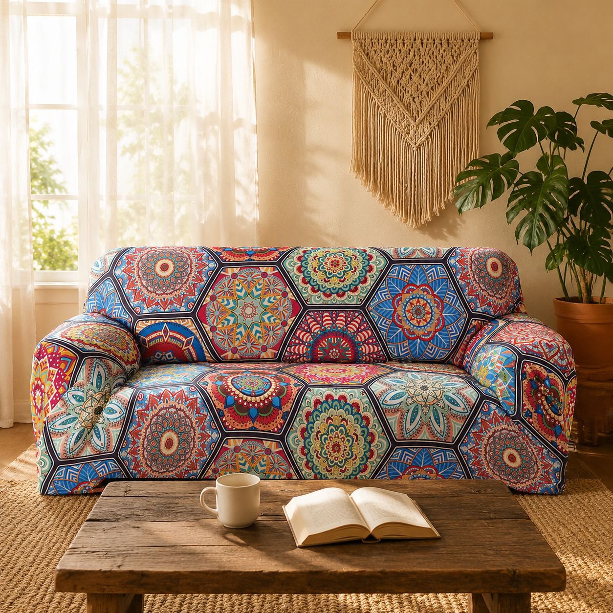 Bohemian Stretch Sofa Cover, Full Protective Elastic Fabric