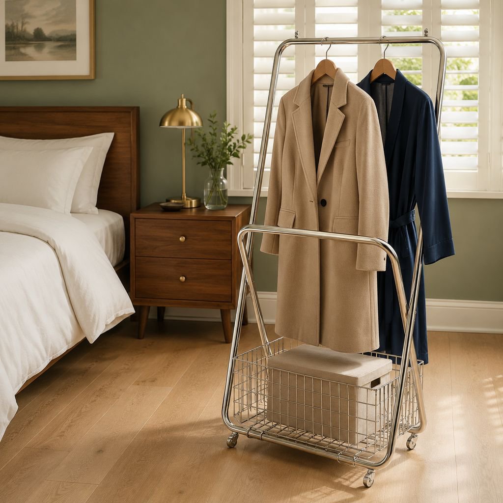 Mobile Thickened Metal Coat Rack for Bedroom and Balcony