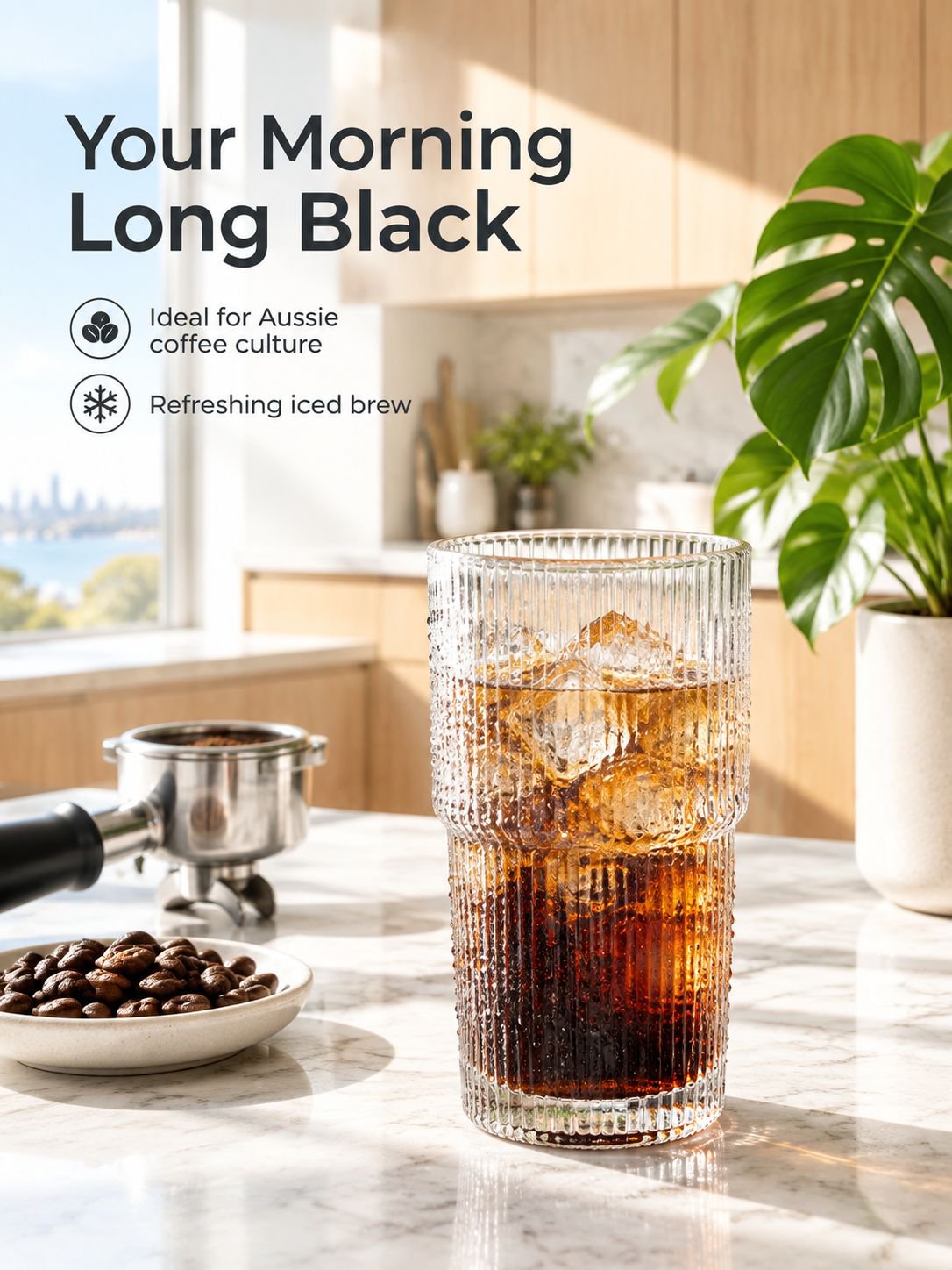 Vertical Stripe Clear Glass Cup on a table