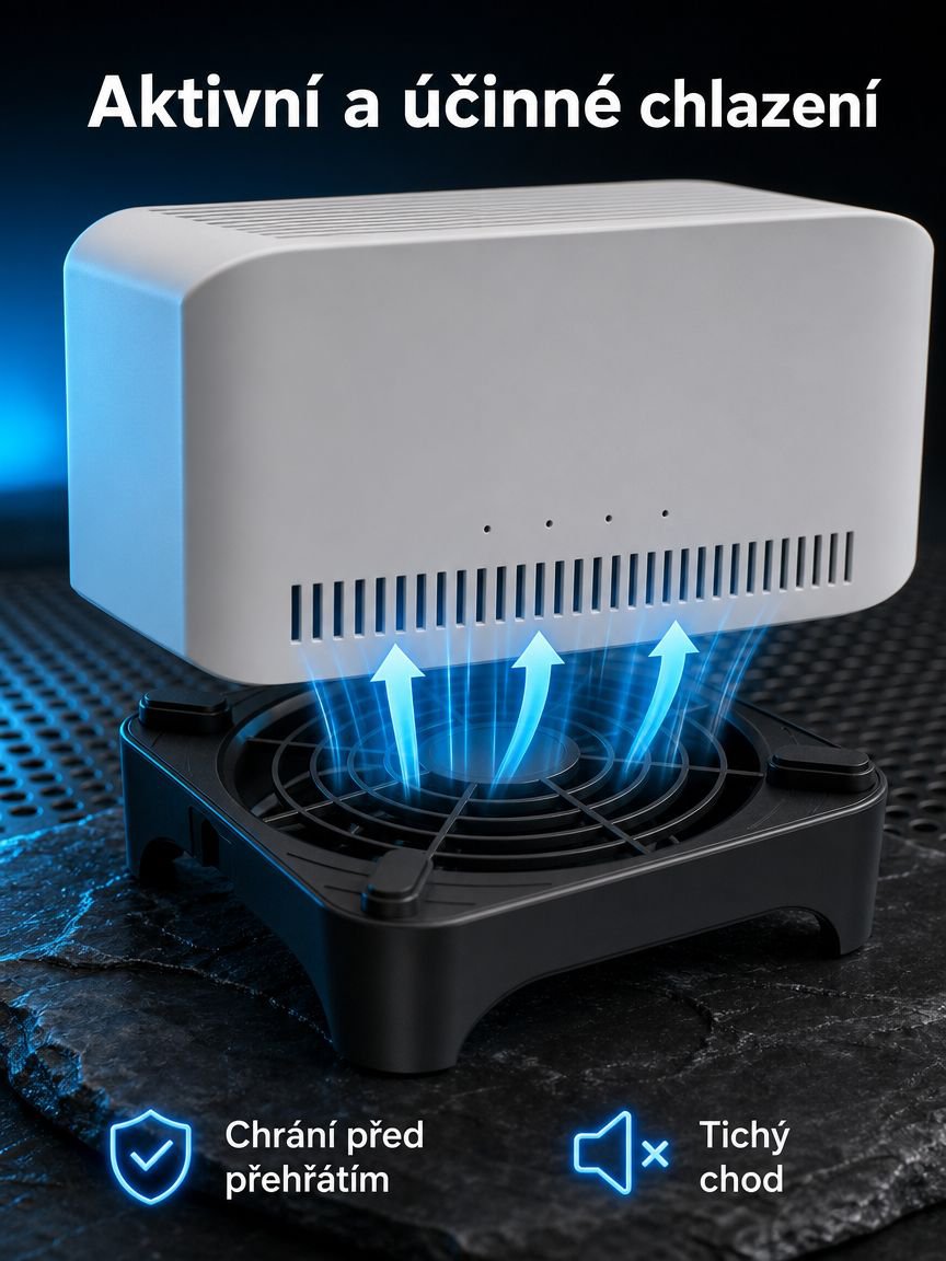 Chladič pro router, optický modem a mini PC, USB stolní stojan, vylepšené chlazení