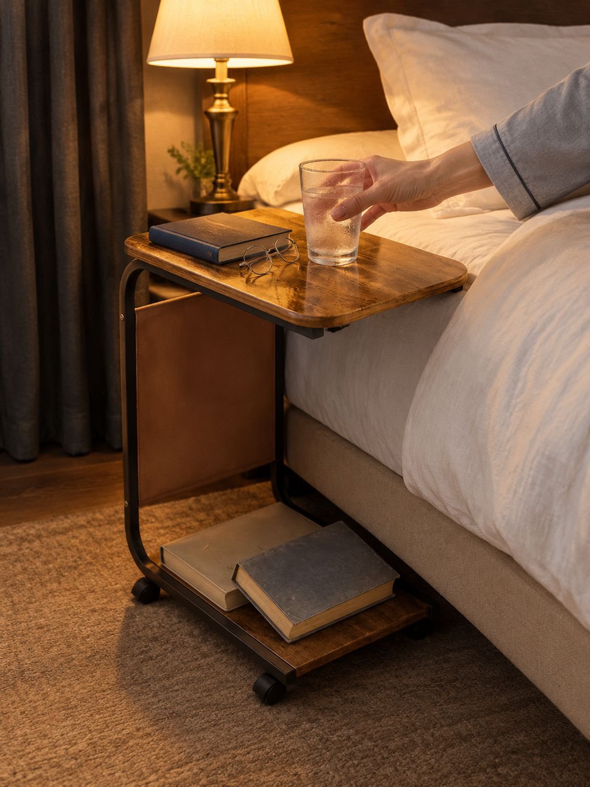 Small bedside table for bedroom storage and decoration