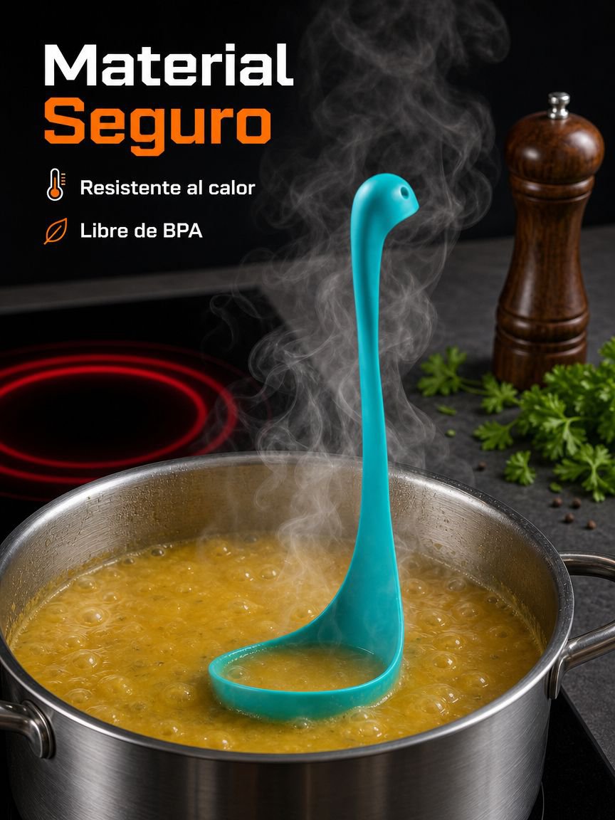 Cuchara de cocina antiescaldaduras con mango largo