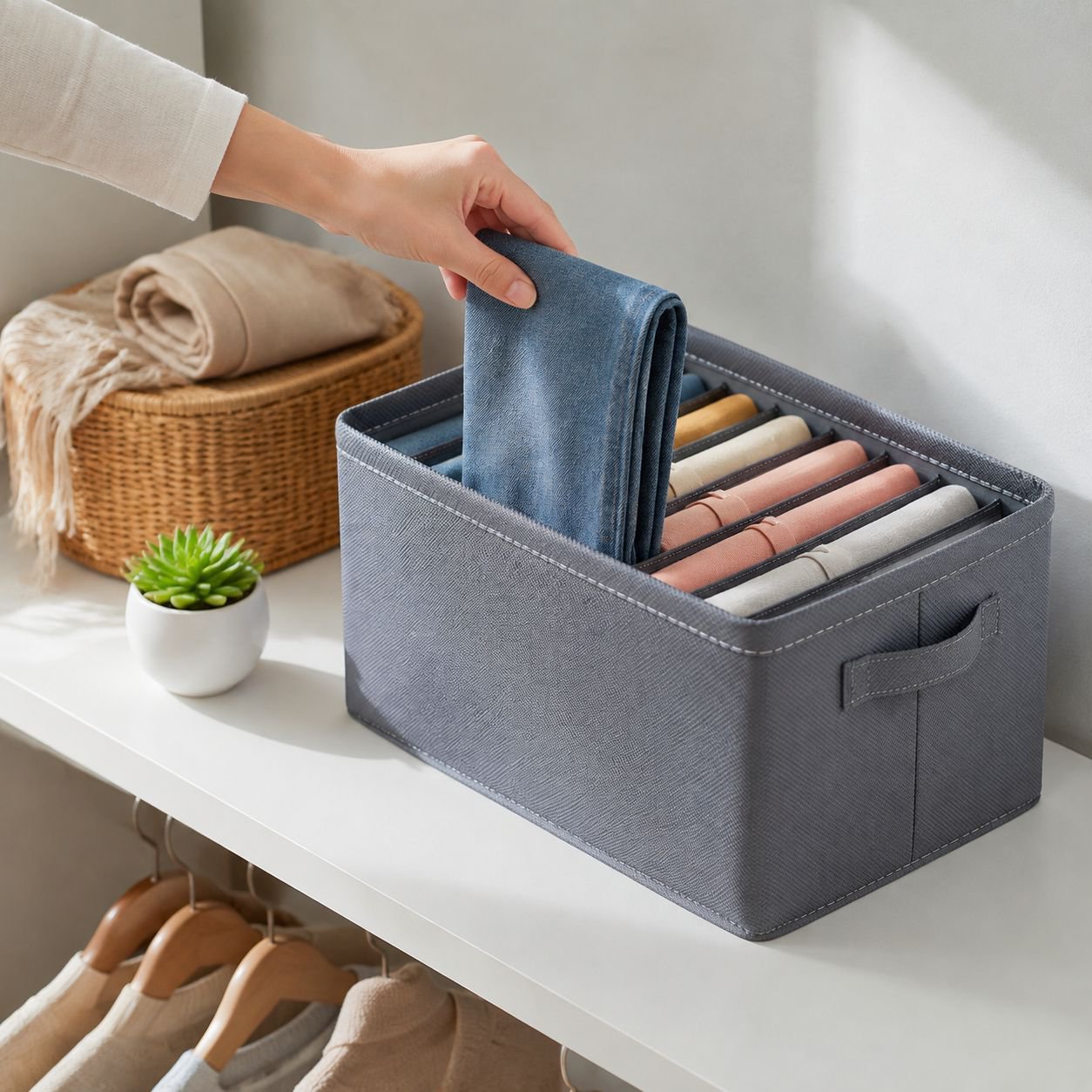 Collapsible Storage Bin, Clothes Organizer Box, Multi-Purpose Storage for Bedroom Closet