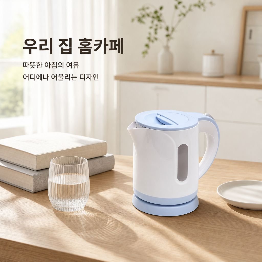 남양키친플라워 미니 블루 무선 전기포트 0.8L
