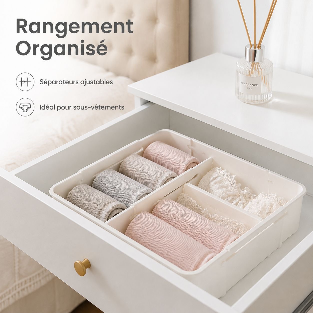 Boîte de rangement extensible pour tiroir