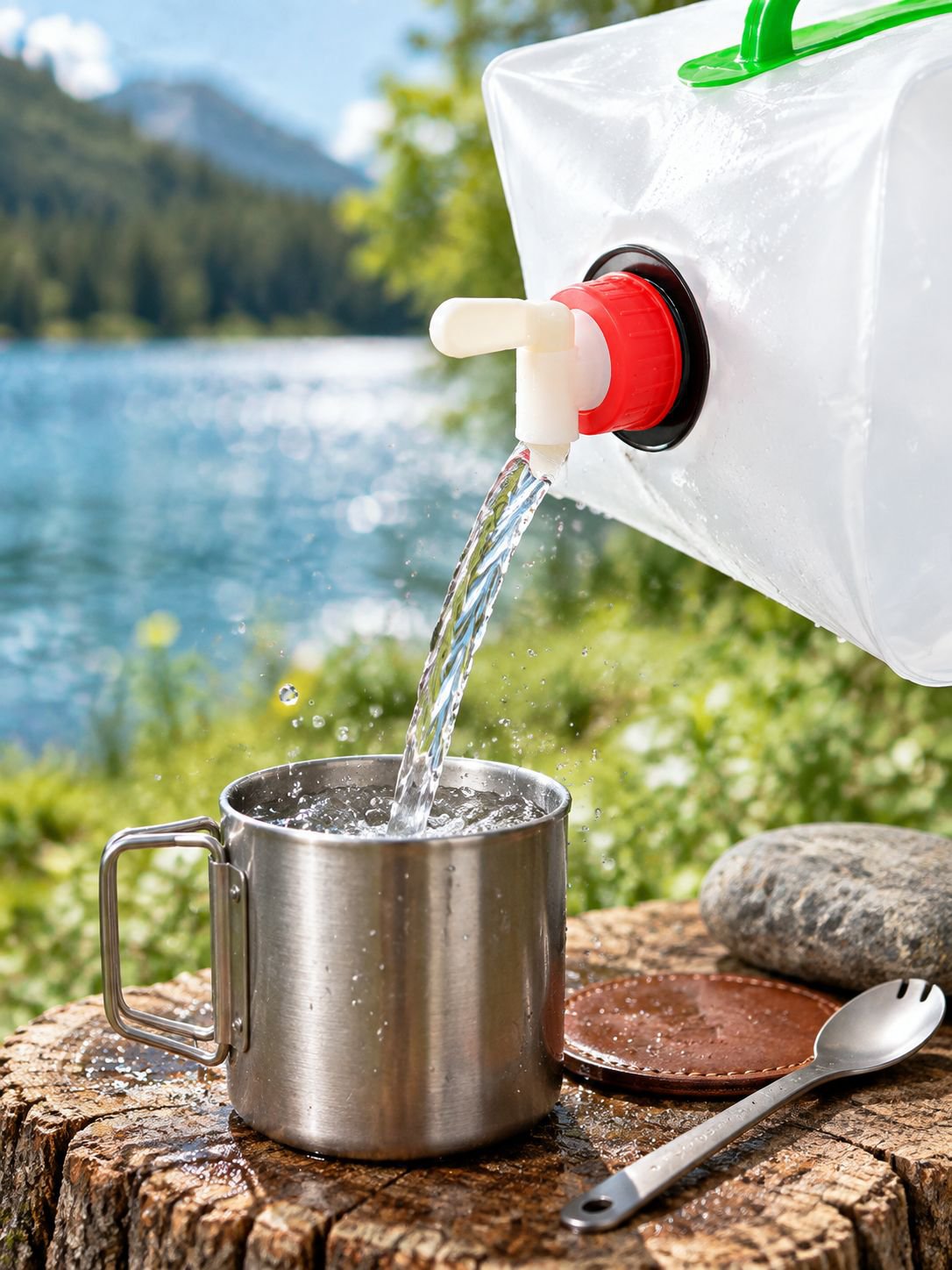Herbruikbare opvouwbare waterzak voor camping en vakantie