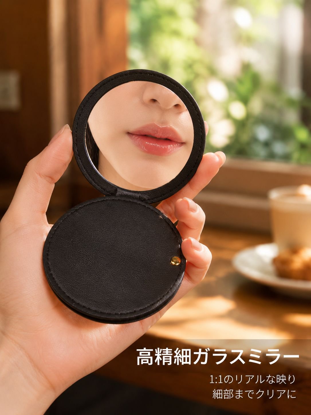 コンパクトなPUレザー製ミニミラー