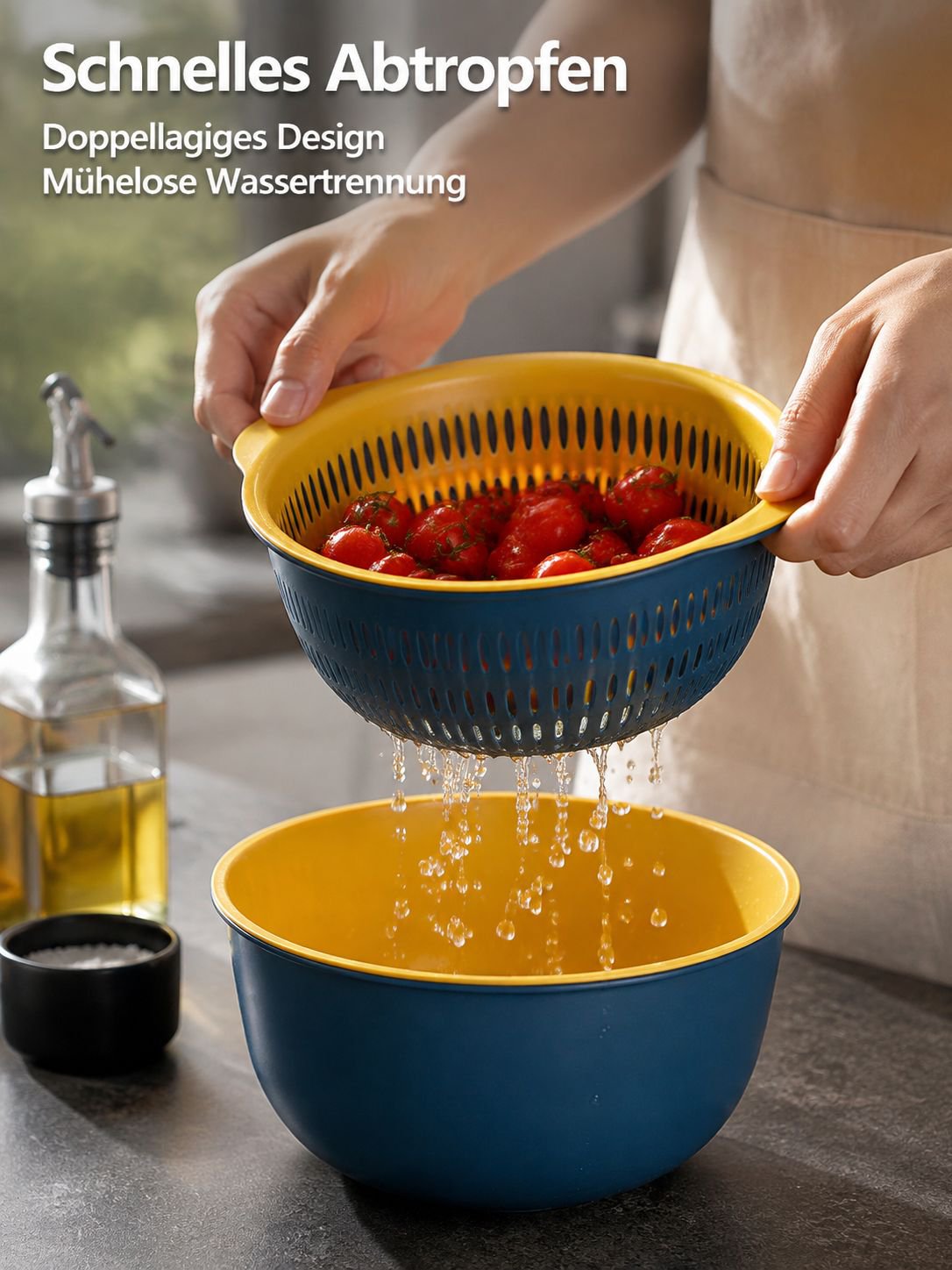6-teiliges Abtropfkorb-Set für Obst und Gemüse