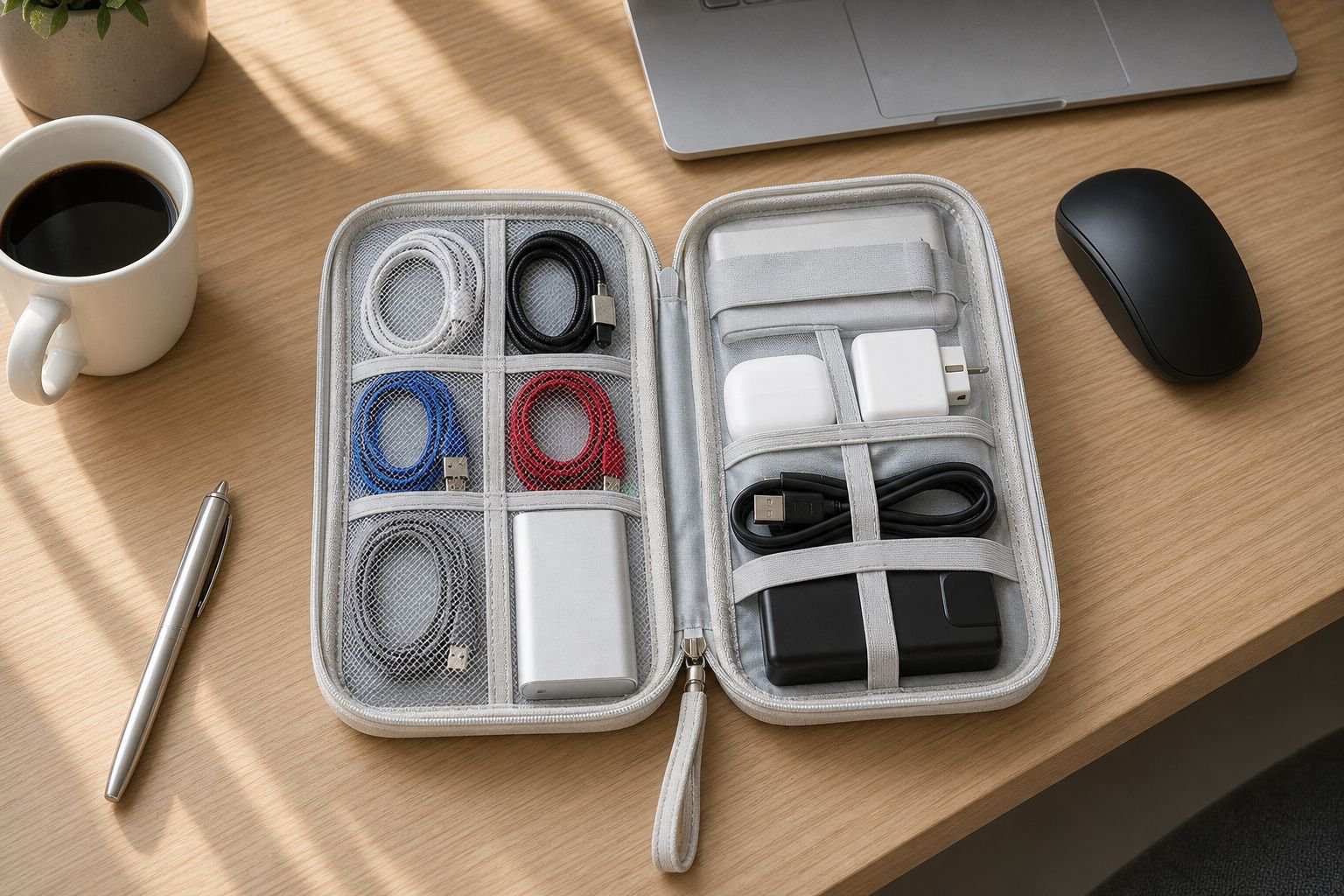 Water-resistant digital accessories bag for safe storage