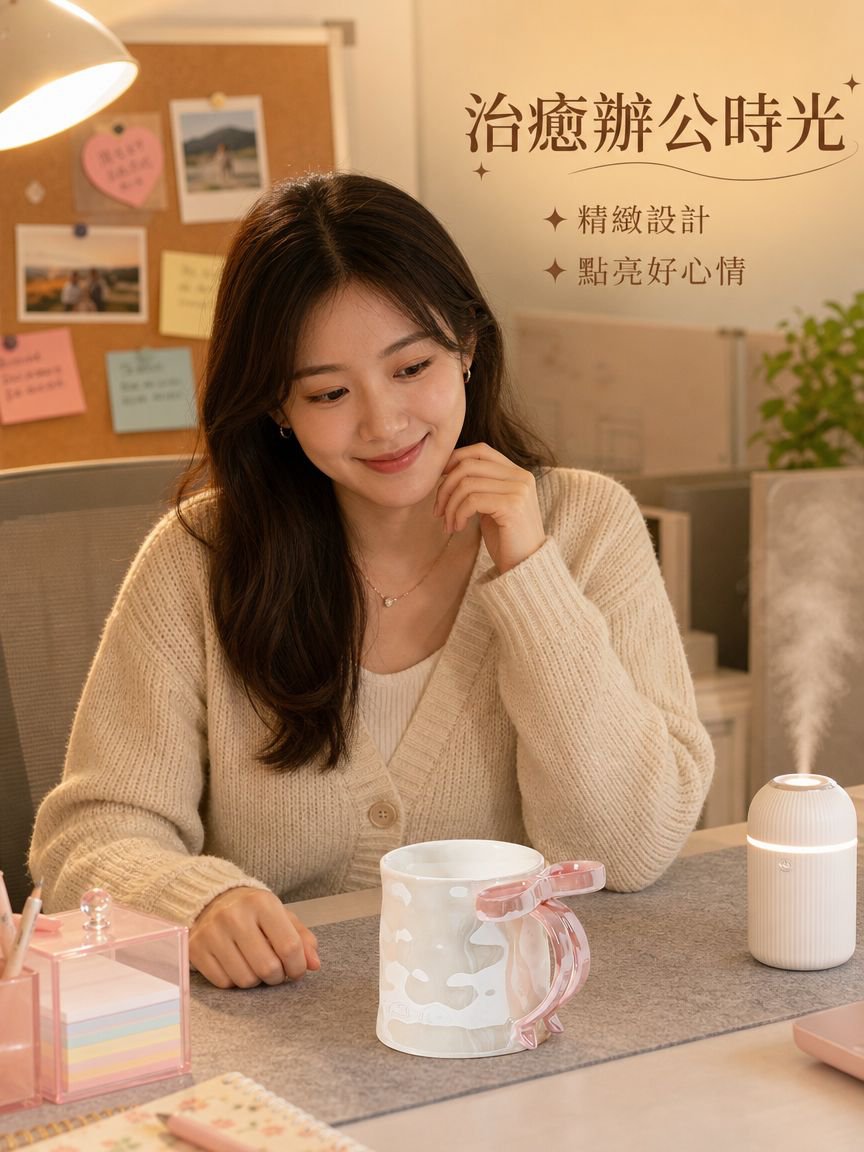 珠光釉蝴蝶結陶瓷馬克杯