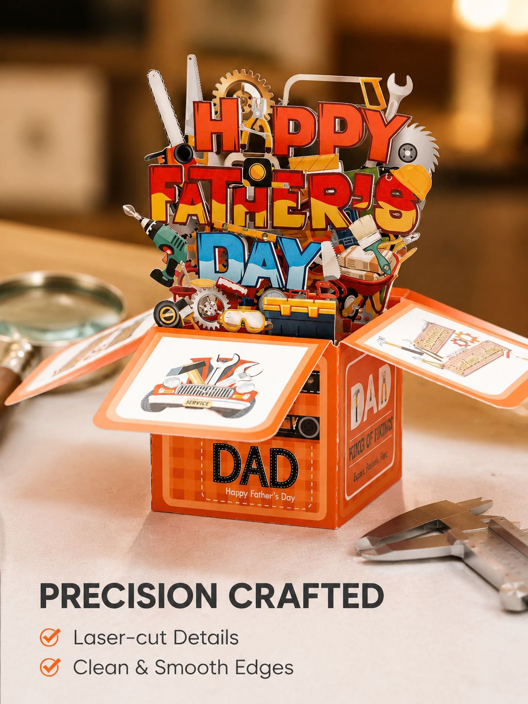 Father's Day BEST DAD Pop-up Box Card Foldable Gift