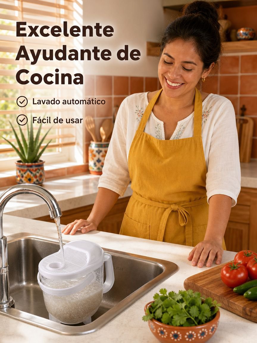 Lavadora de arroz inteligente con función de drenaje y enjuague