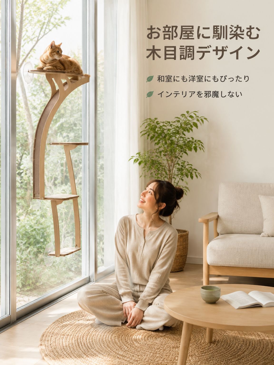 吸着式ガラスキャットタワー
