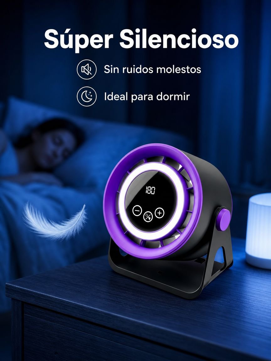 Ventilador de mesa con pantalla digital, silencioso, de gran flujo de aire, mini turbina