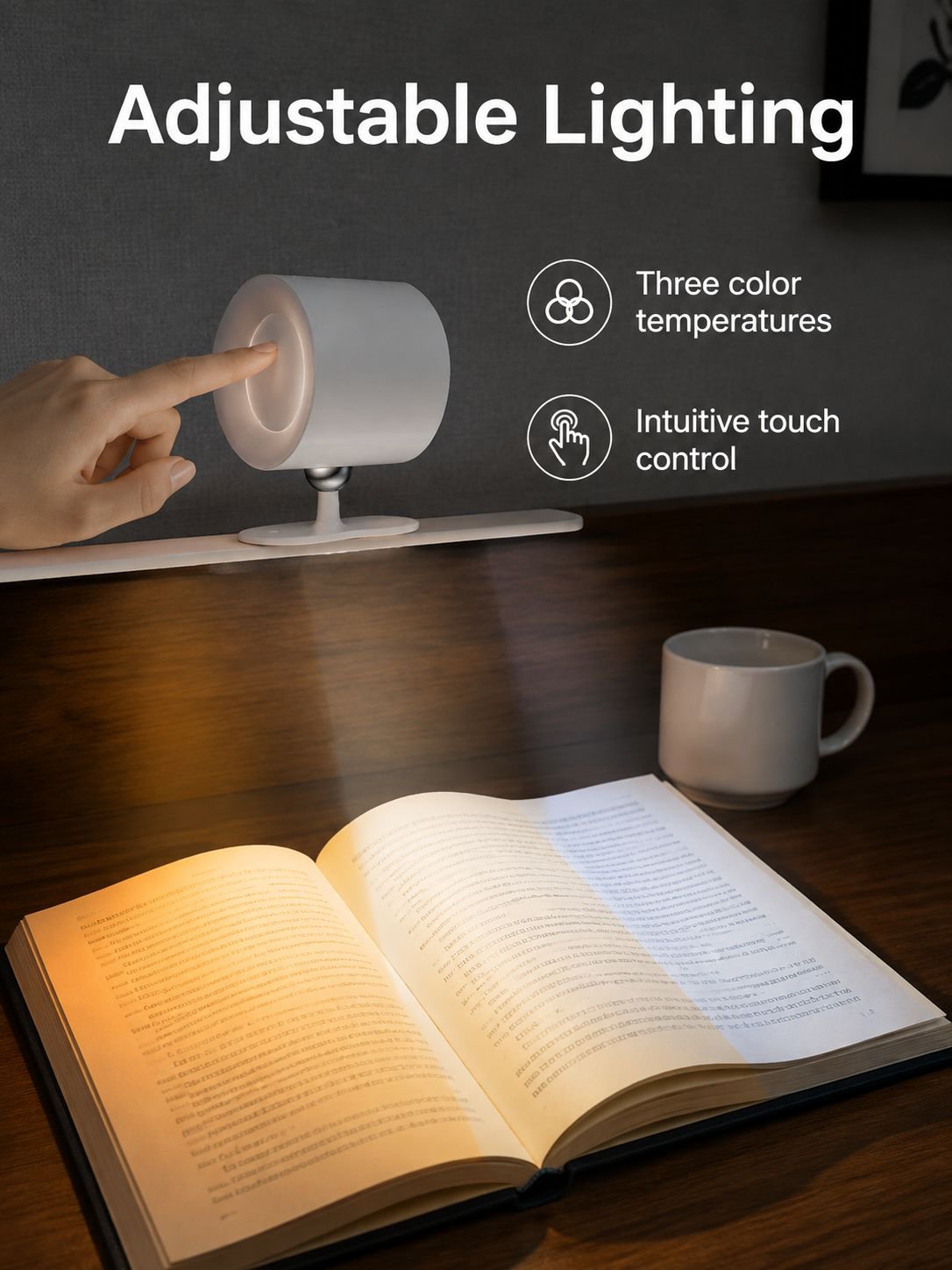 Rechargeable Wireless Drill-Free Magnetic Bedside Reading Light