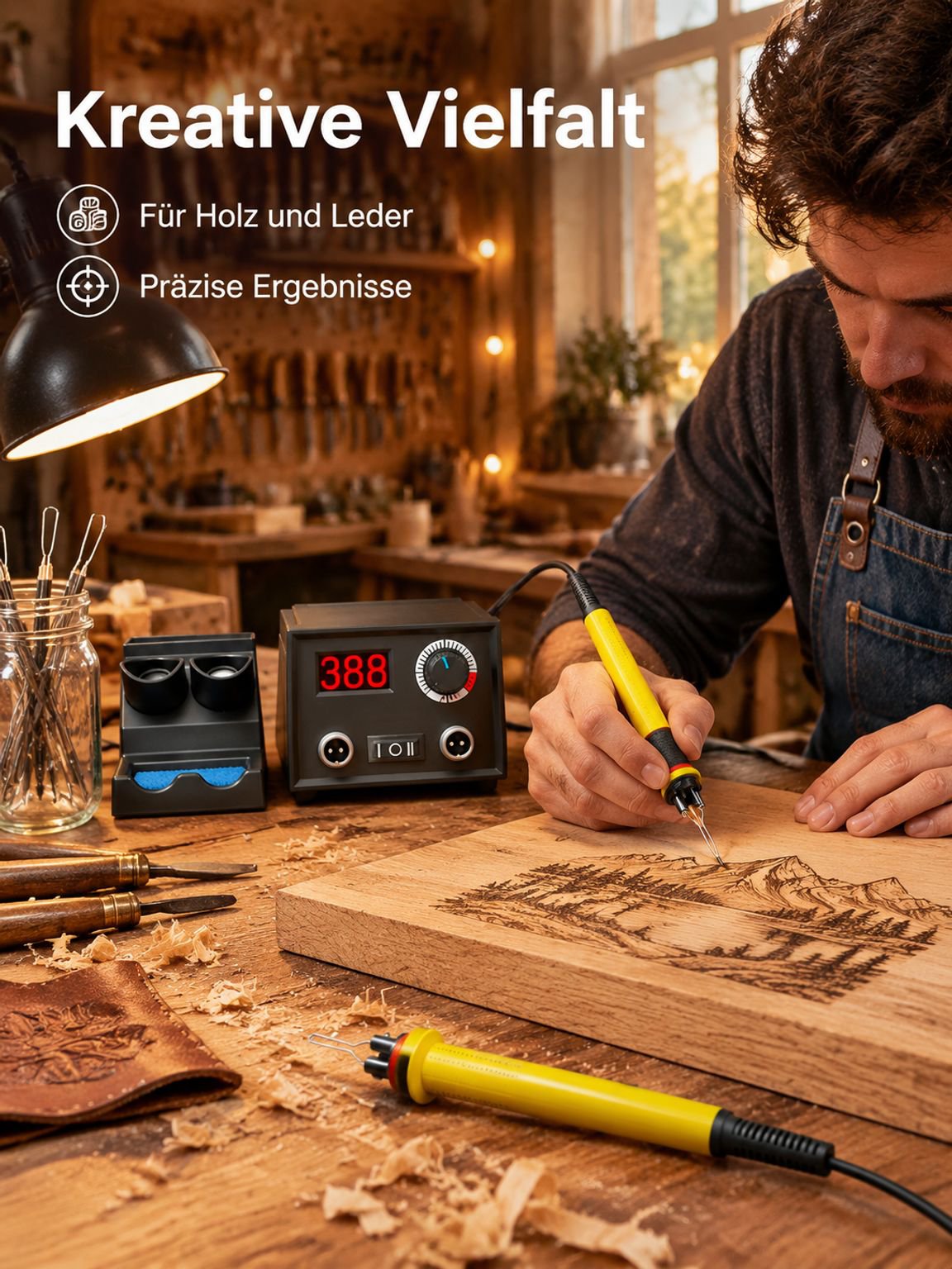  Professionelle Temperaturregelungs-Brandmalerei-Maschine Kunst-Kürbis-Holzbrett-Werkzeugsatz