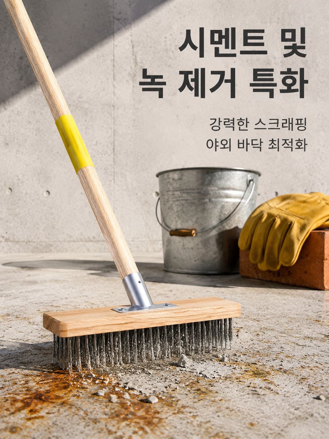 마당 바닥 청소솔 스테인리스 긴 손잡이 바닥솔