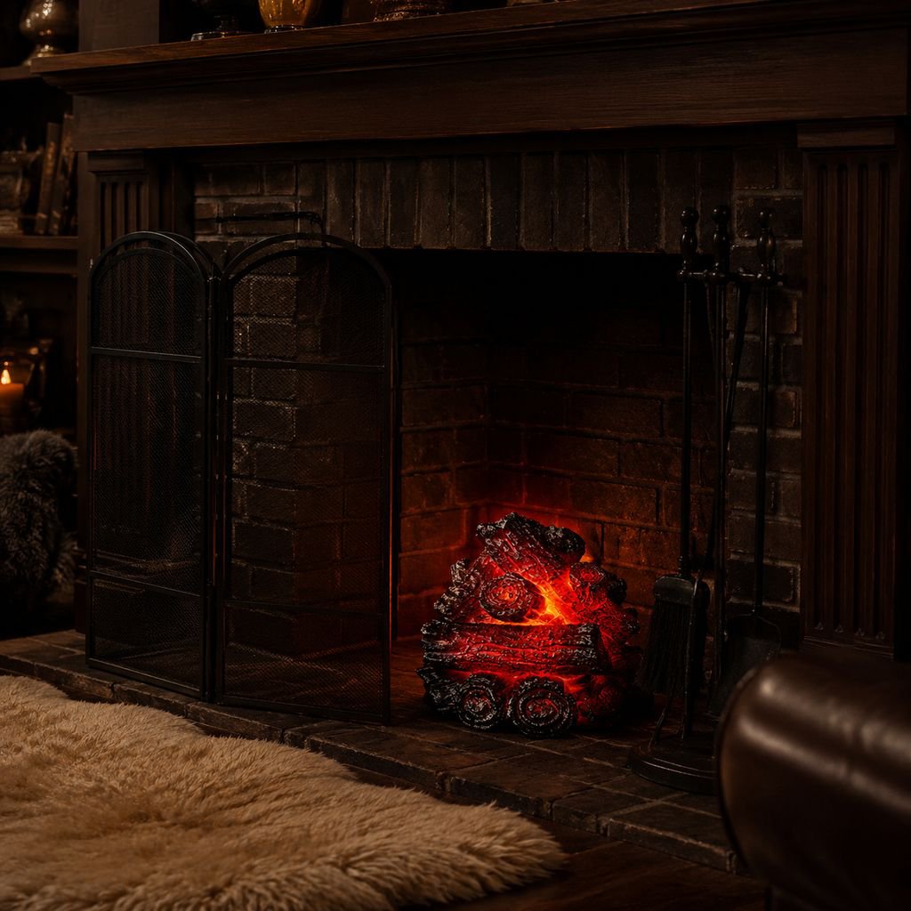 Battery-Powered Resin Charcoal Pile LED Flame Ambient Light C