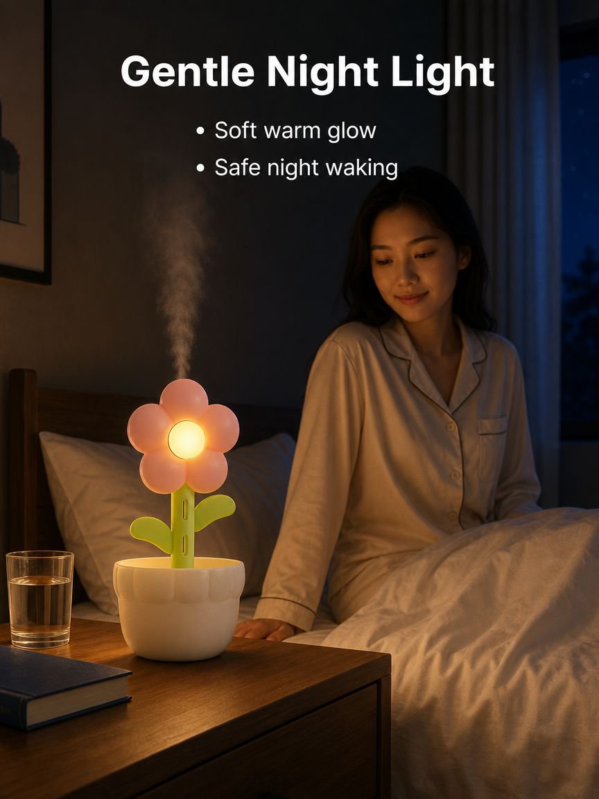 Flower ornament night light humidifier