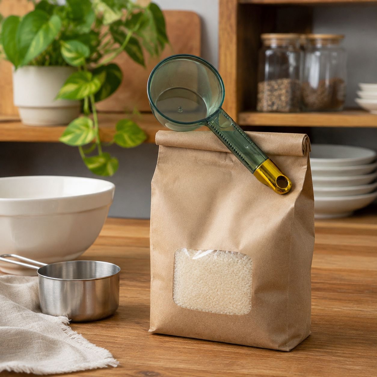 Kitchen Multifunctional Rice Scoop with Sealing Clip for Grains