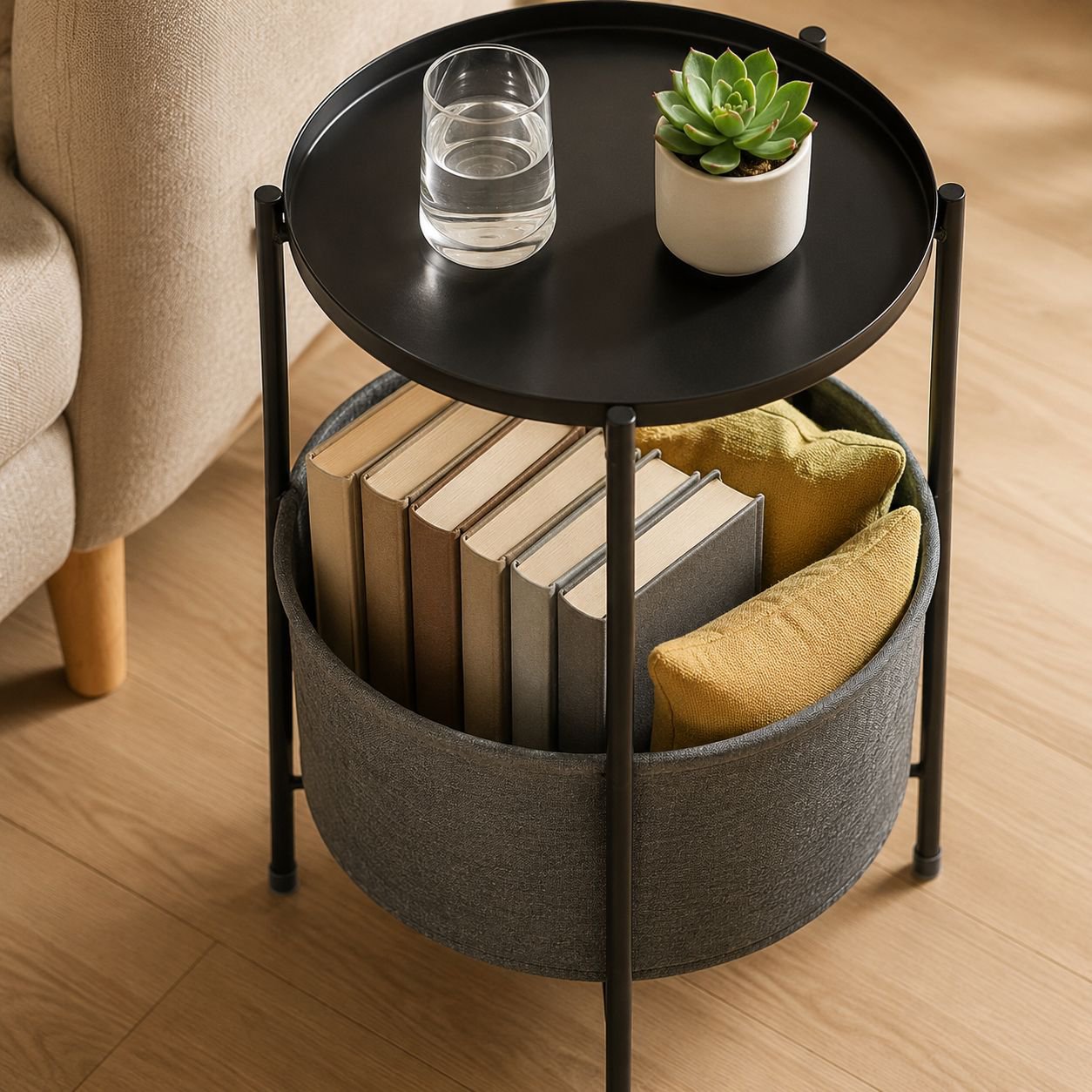 Modern Simple Iron Round Table Living Room Coffee Table Sofa Side Table Nightstand