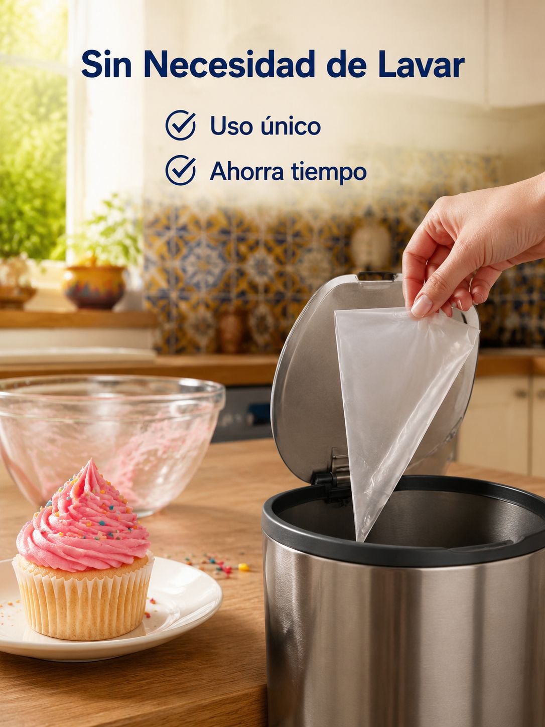 Kit de 100 mangas pasteleras desechables reforzadas para repostería en casa